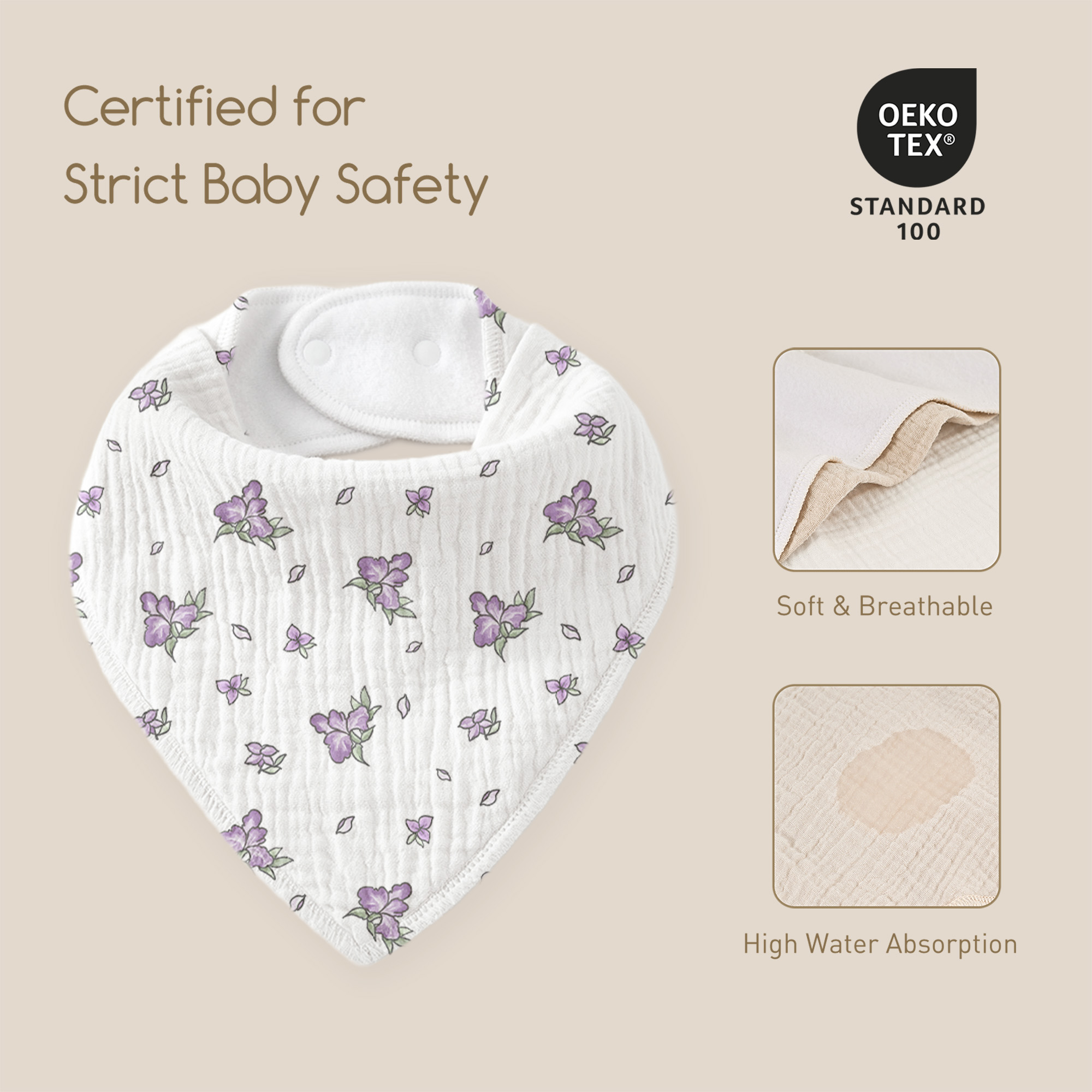 Blush Pastel Petal | Soft & Absorbent Muslin Bandana Bibs 8 Pack