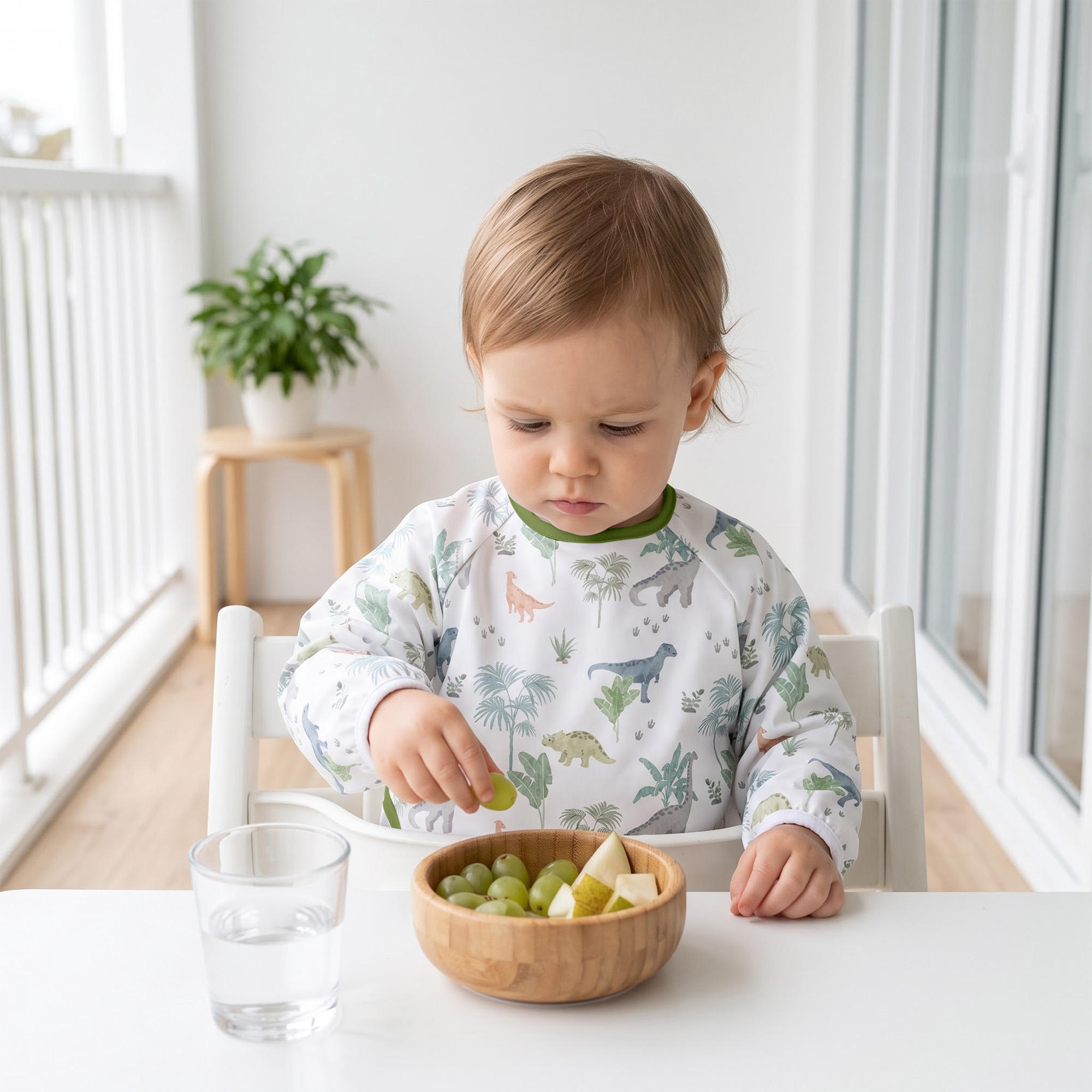 Green Dino Forest | Waterproof Smock Bibs 3 Pack | 6-24 Months
