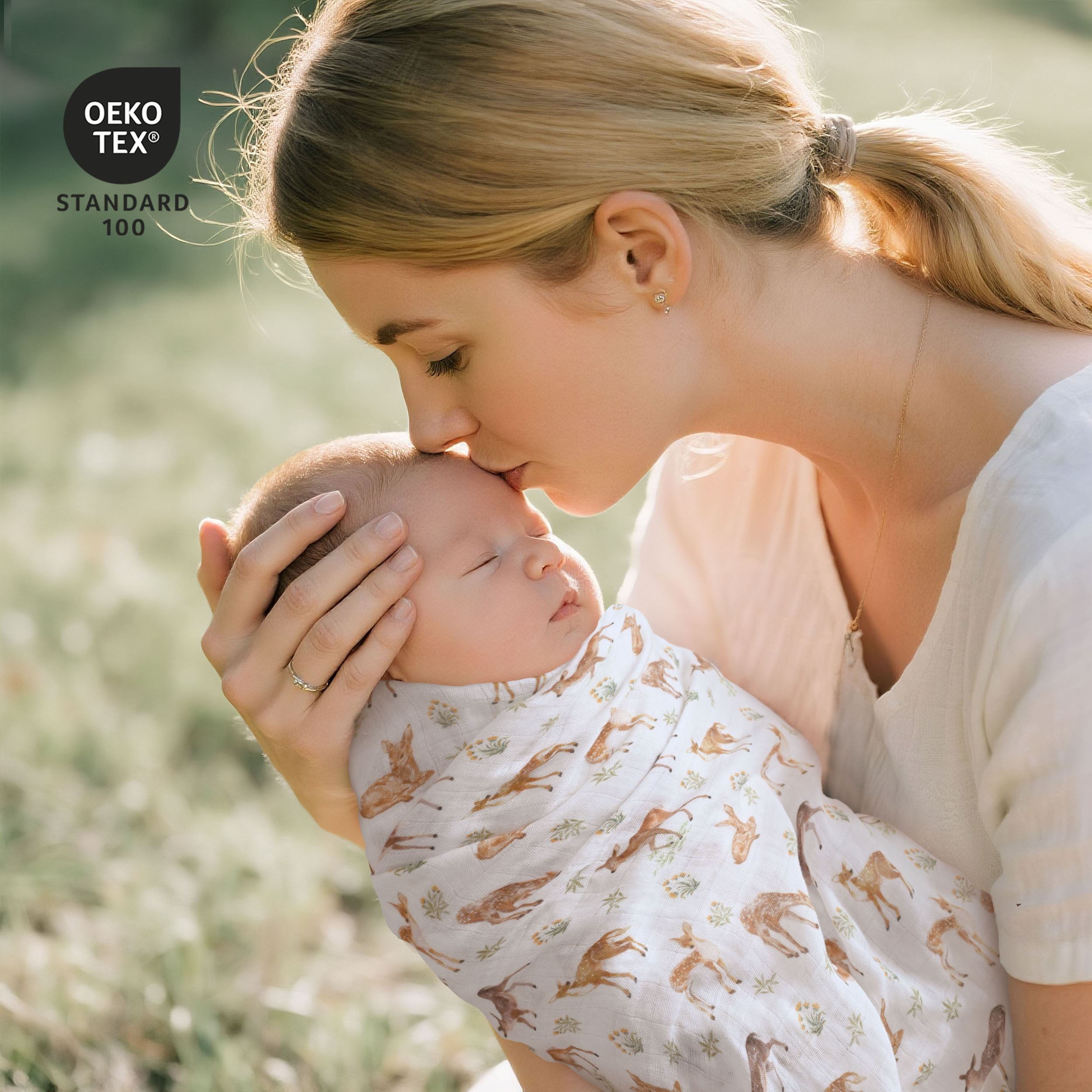 Muslin Swaddle Blankets 2-Pack | 35"x40" | Deerling