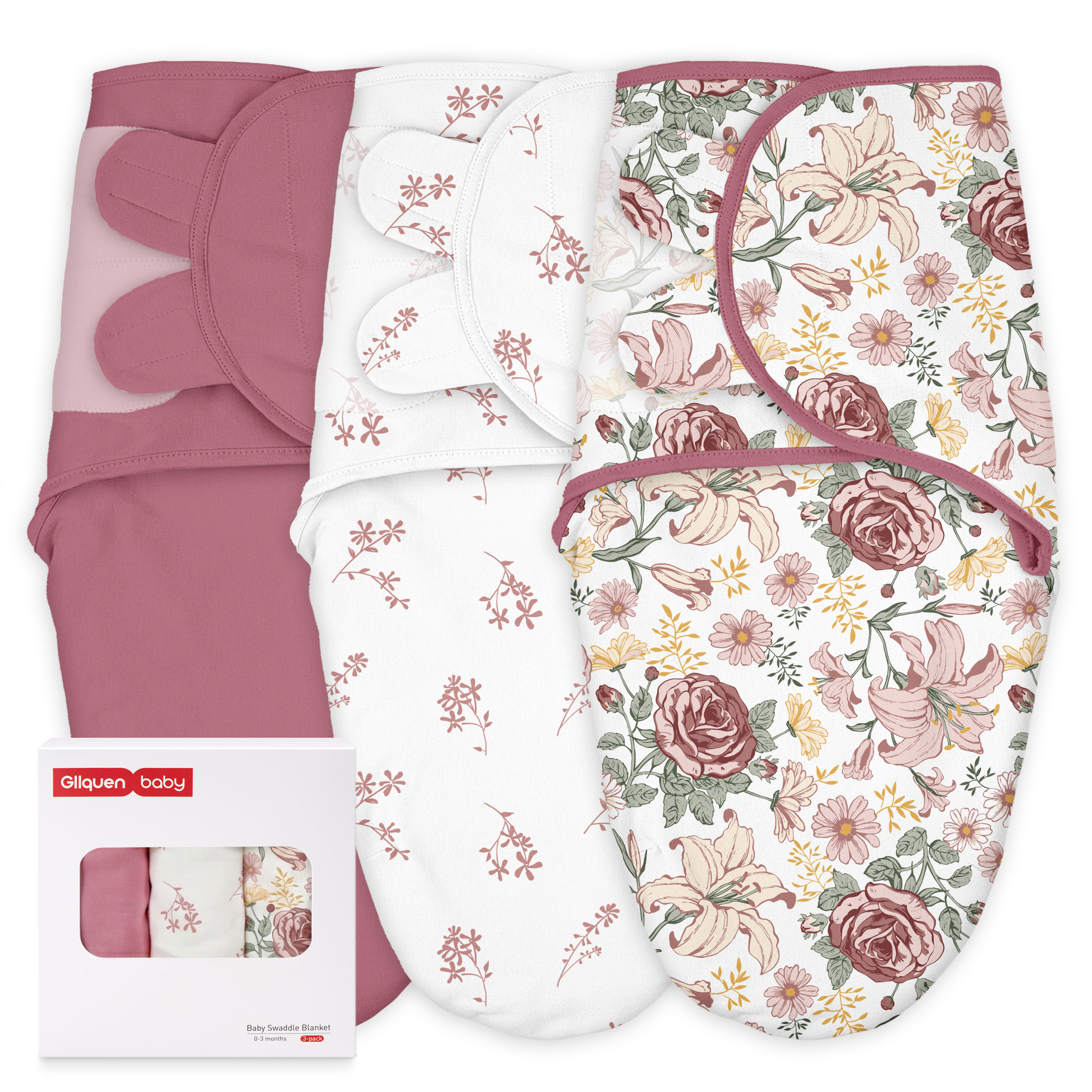 Vintage Rose Serenade | Baby Swaddle 3 Pack | 0-3 Months