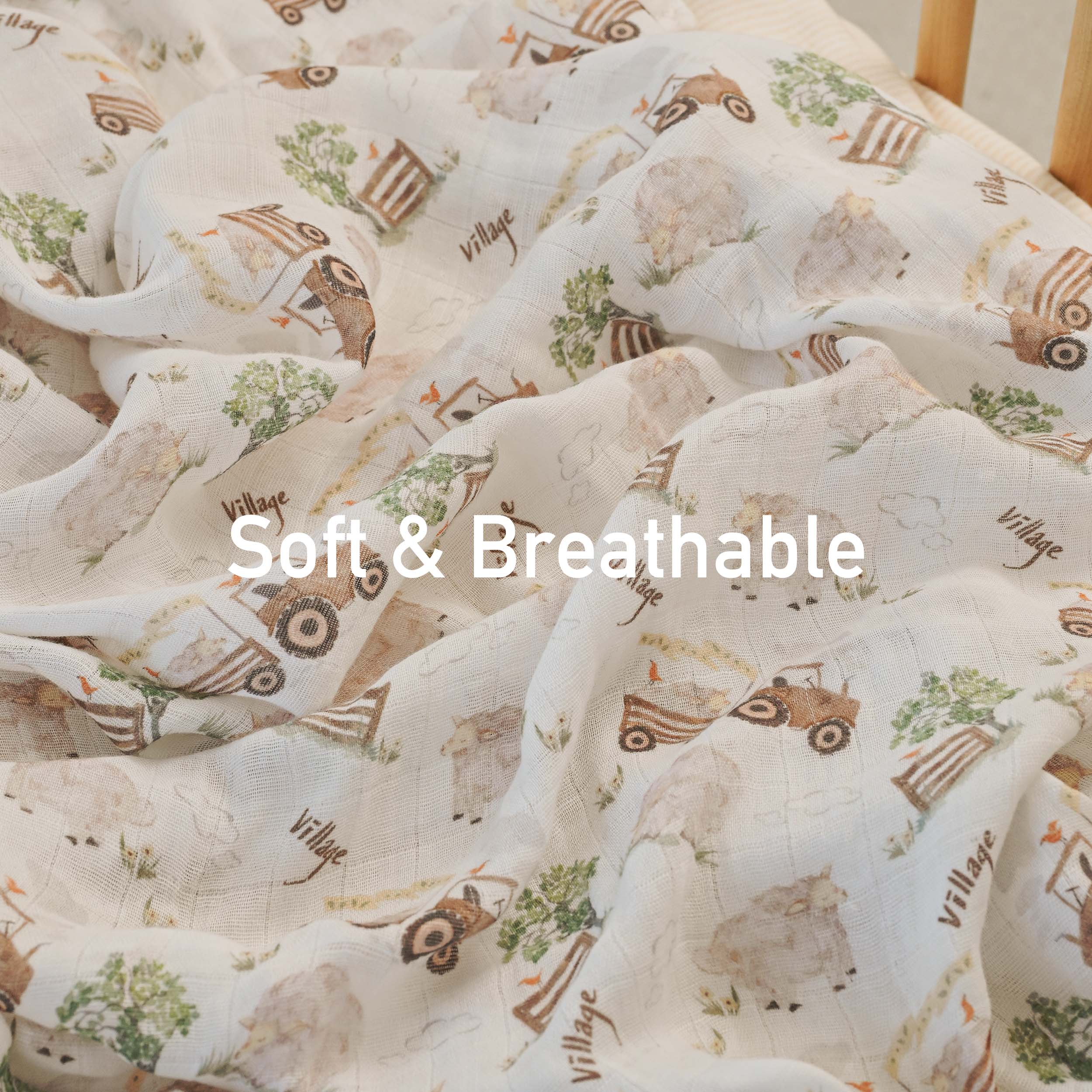 Muslin Swaddle Blankets 2-Pack | 35"x40" | Barn Prelude
