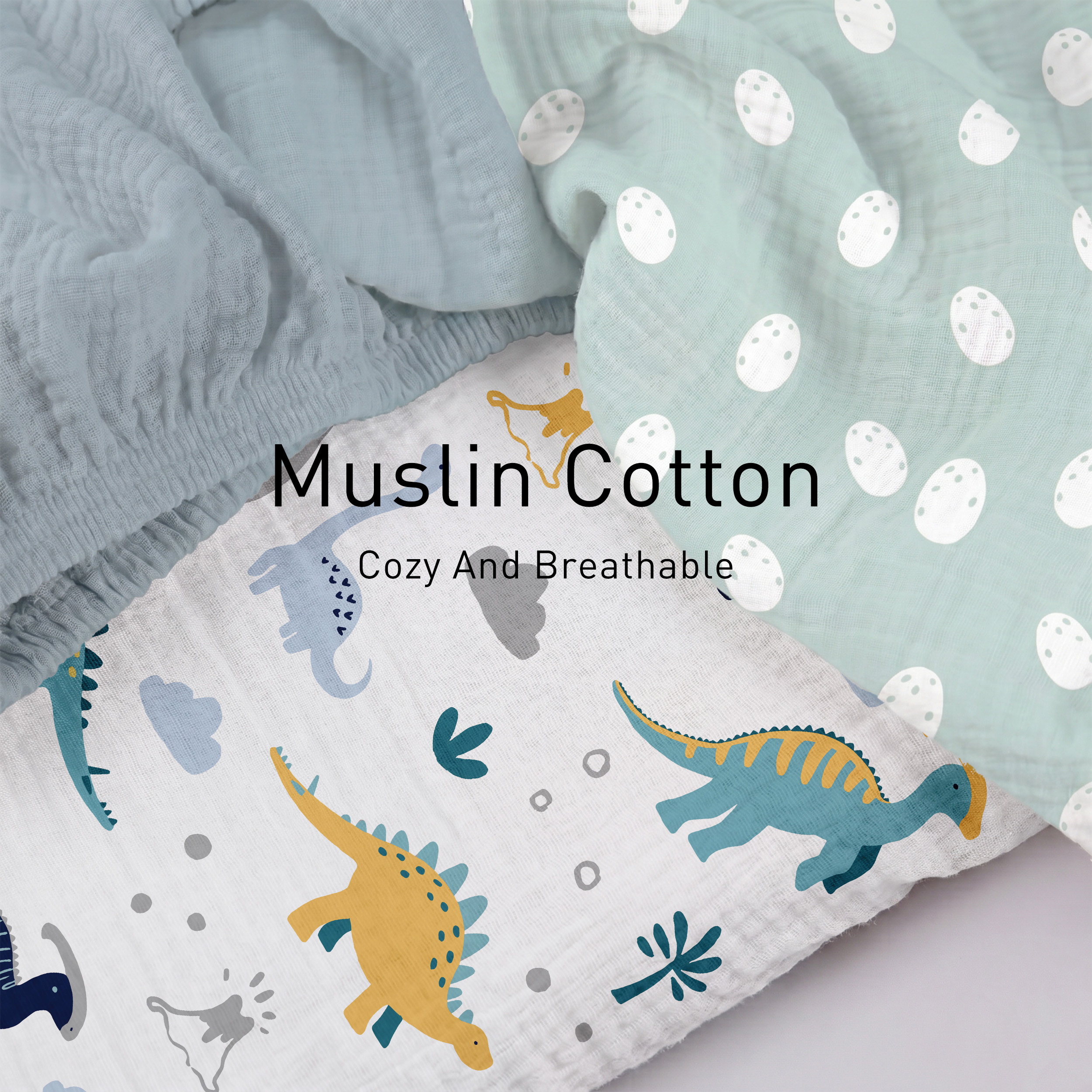 Tropical Dino  Print | Muslin Bassinet Sheet 3-Pack | 33''*20''