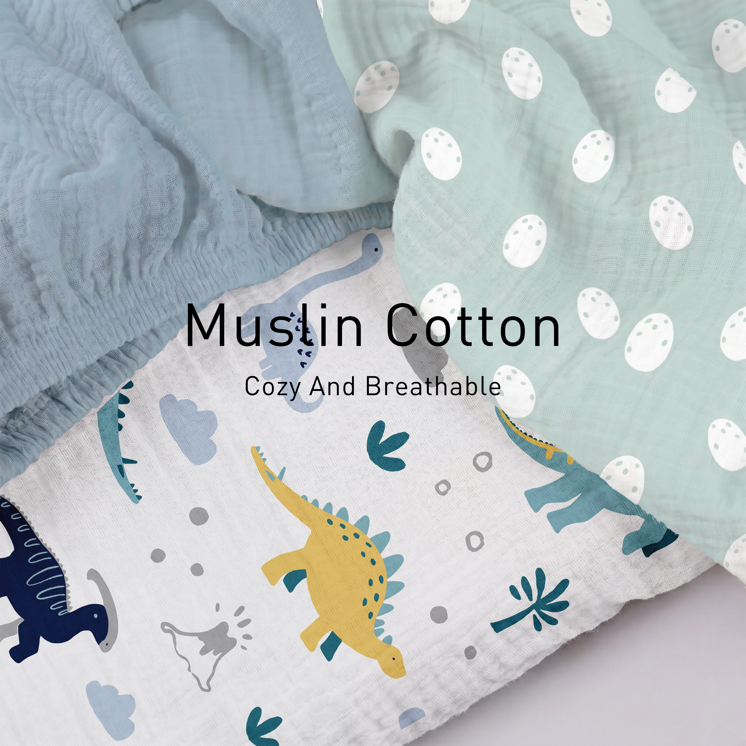Tropical Dino  Print | Muslin Bassinet Sheet 3-Pack | 33''*20''