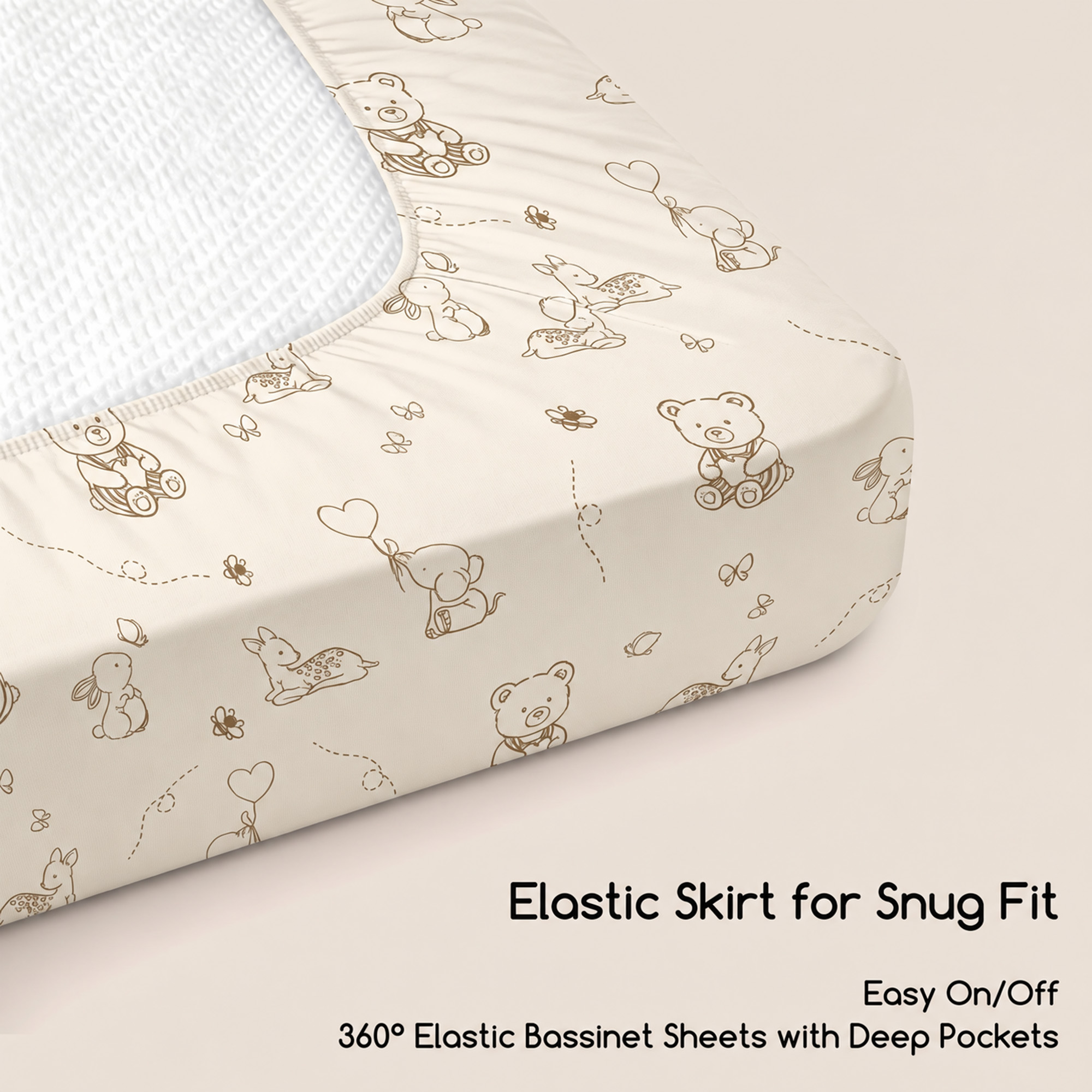 Sage Bear Dream | Bassinet Sheets 3-Pack | 33*20''