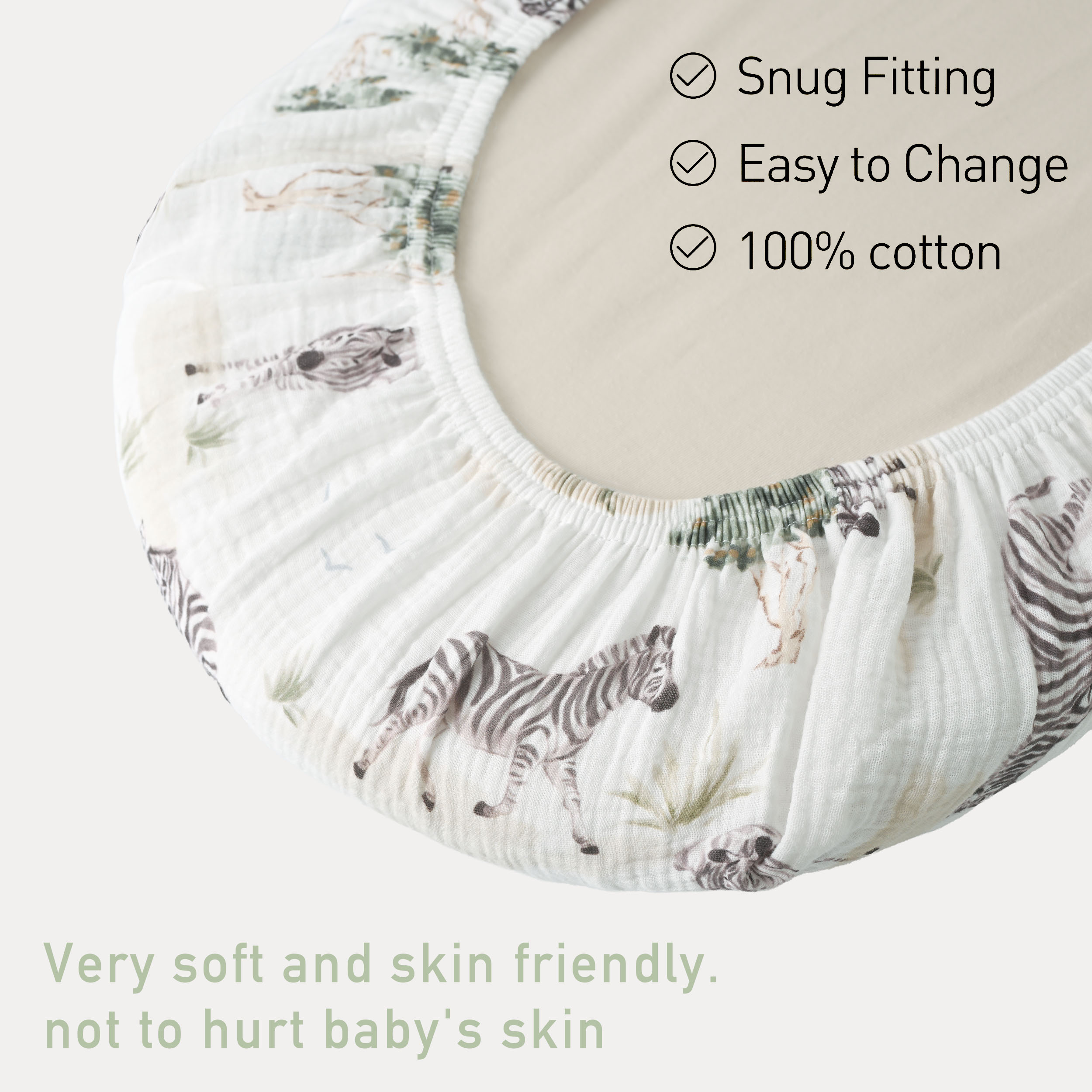 Safari Whisper | Muslin Bassinet Sheets 2-Pack | 33''*17''