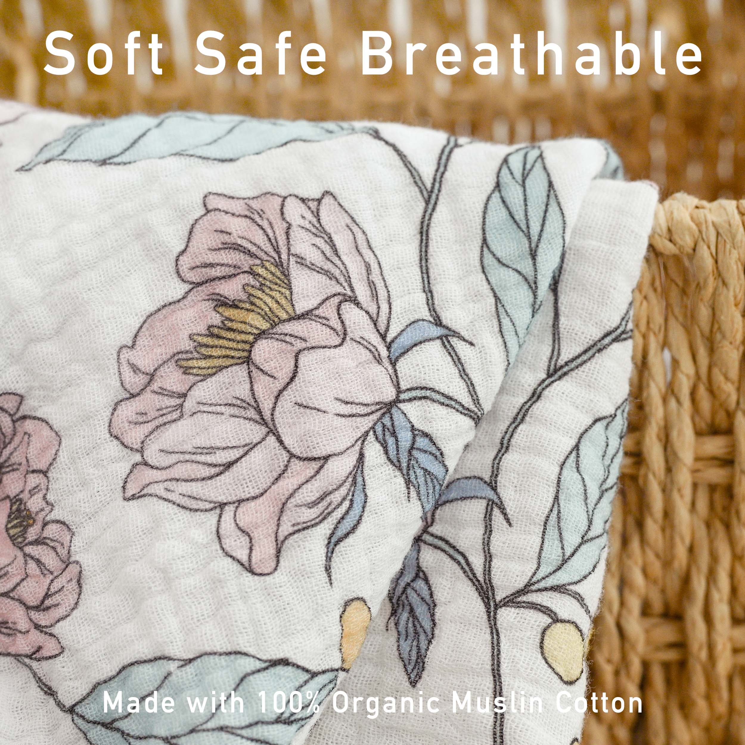 Muslin Swaddle Blankets 3-Pack | 38"x40" | Floral Fantasy