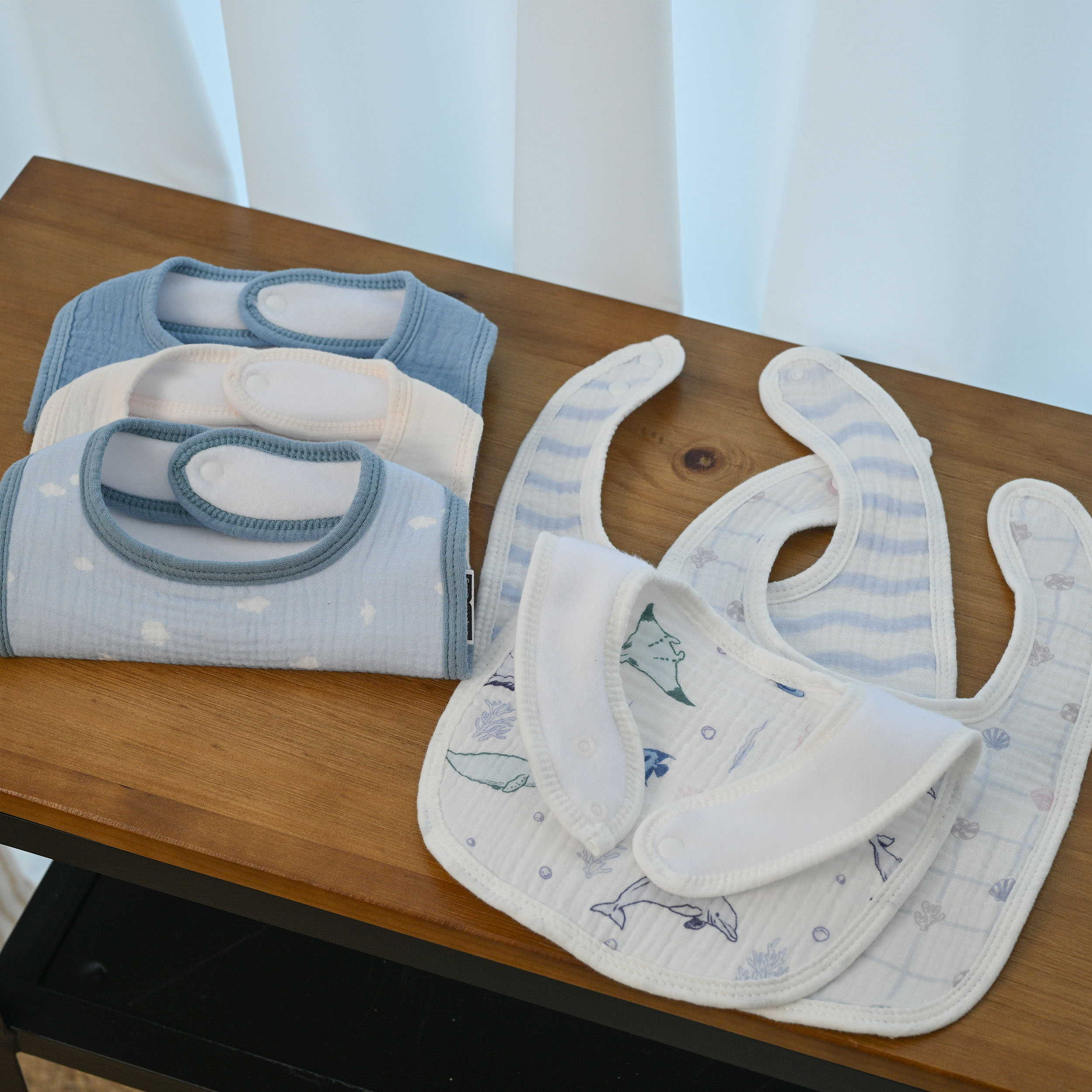 Ocean Whimsy | baby muslin bibs 6 pack | 0-36 months