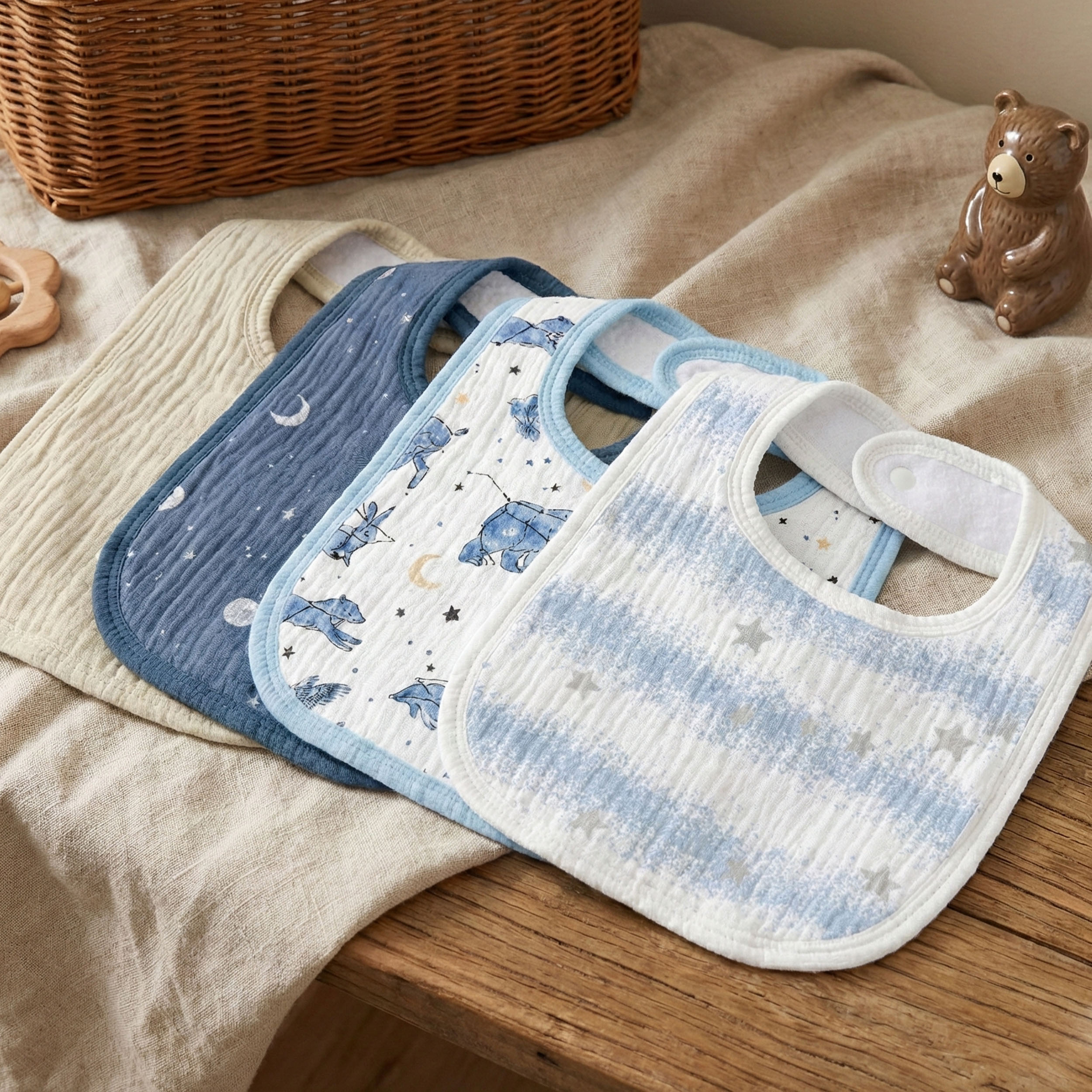 Star | baby muslin bibs 8 pack | 0-36 months