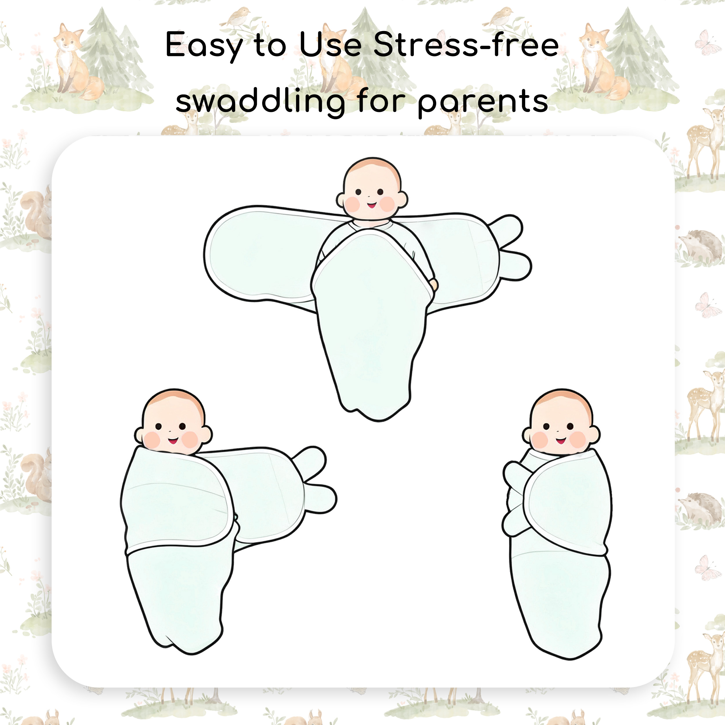  Green Forest Fox  | Baby Swaddle 2-Pack | 0-3 Months