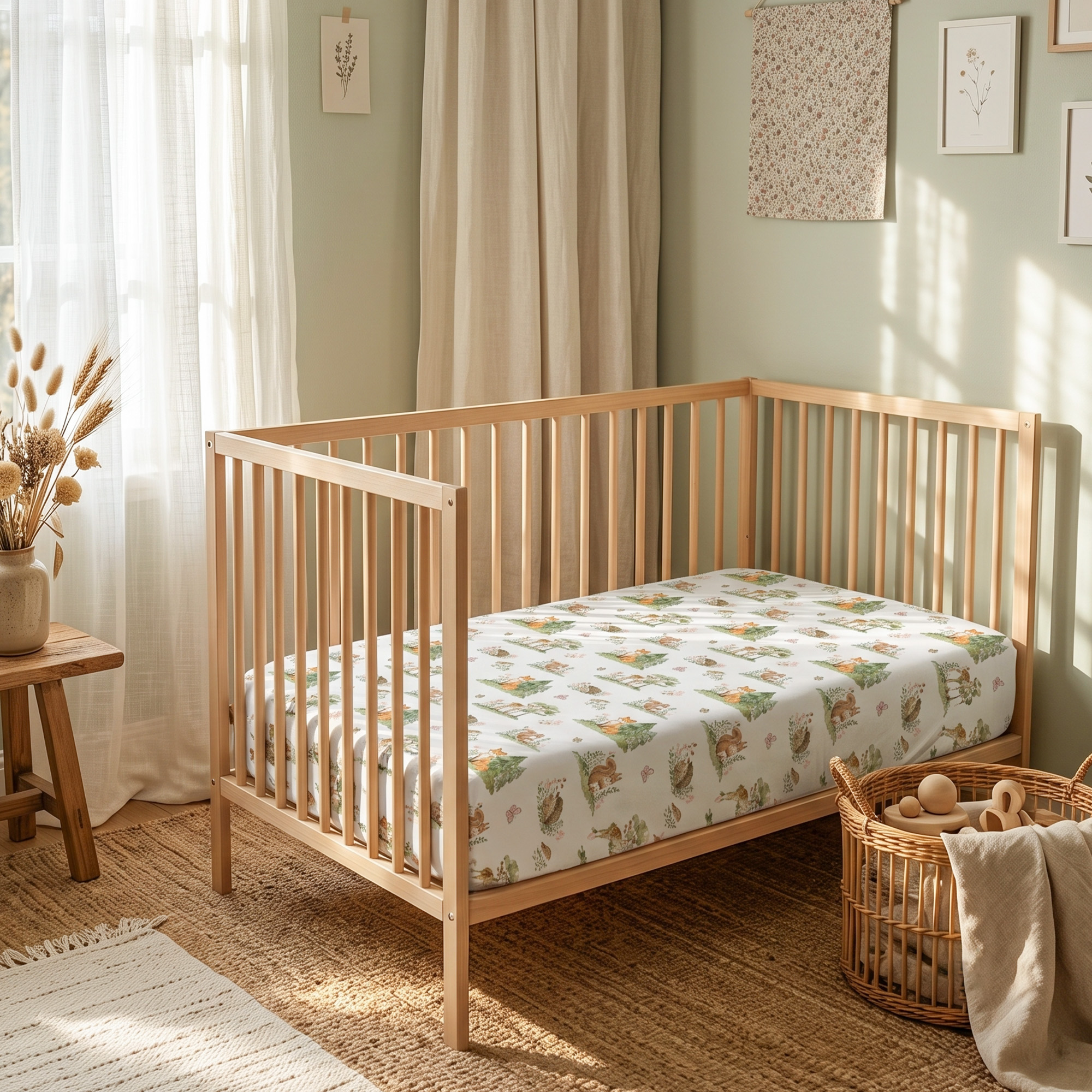 Green Forest Fox | Soft Microfiber Baby Crib Sheets 3 Pack