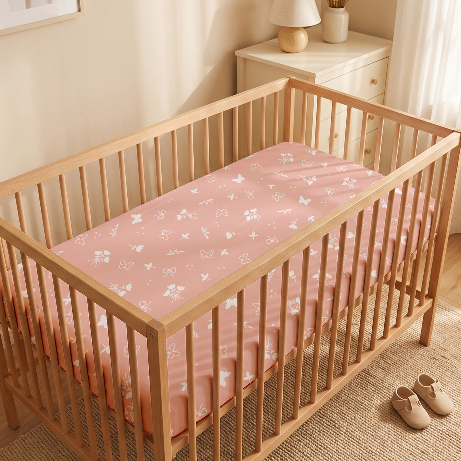 Sweet Blush Butterfly | Soft Microfiber Baby Crib Sheets 3 Pack