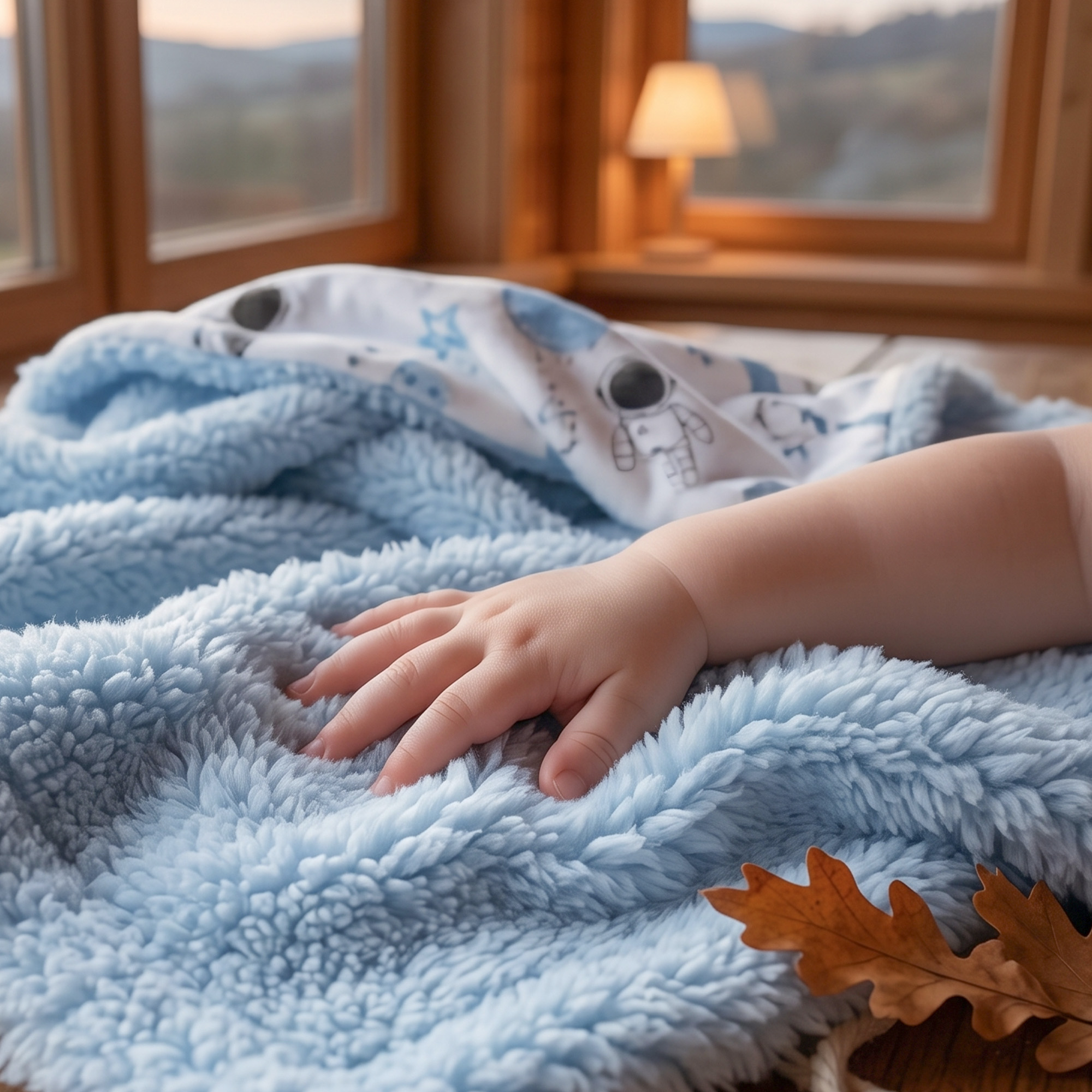 Blue Space Satellite | plush baby blanket | 30''*36''