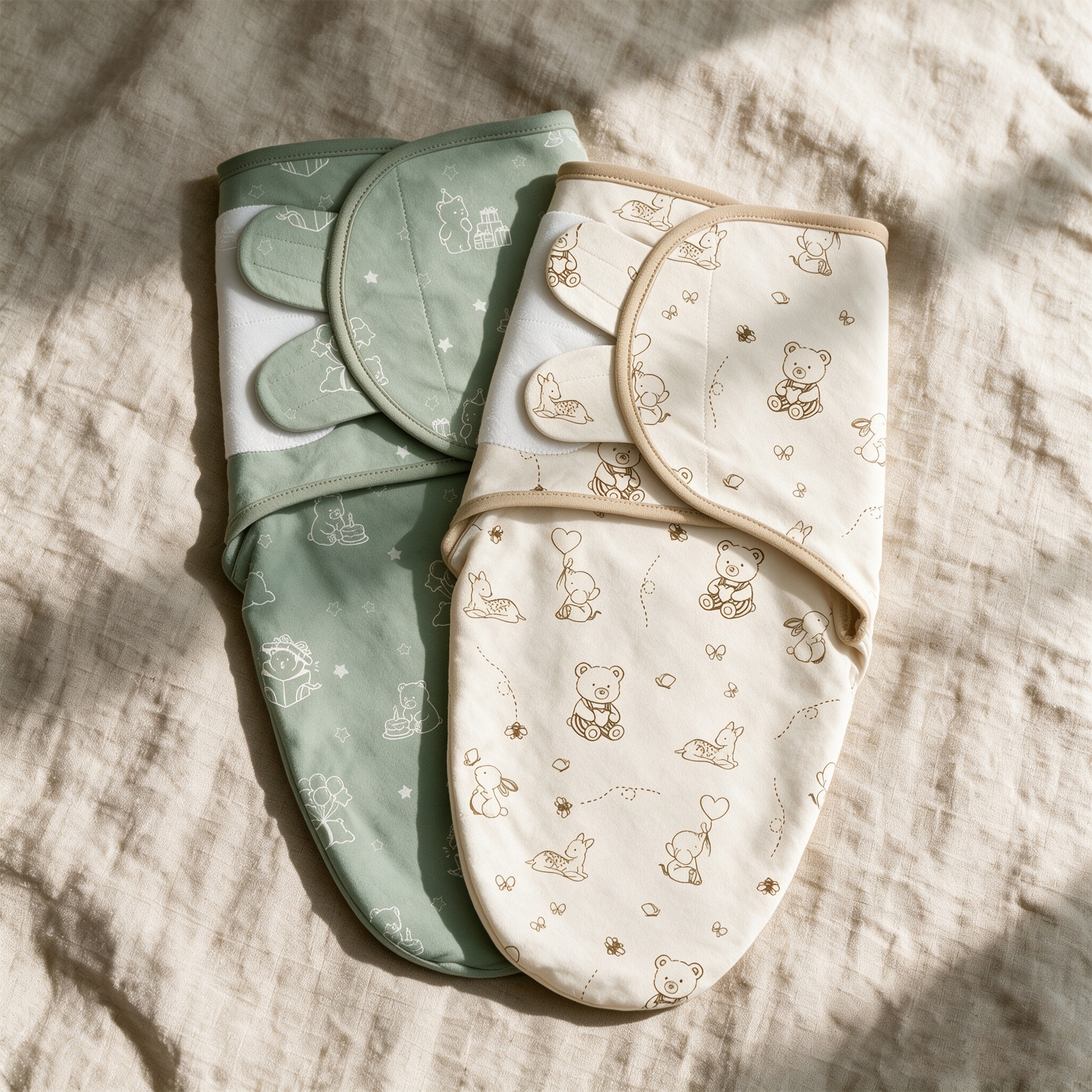 Sage Bear & Bunny | Baby Swaddle 2-Pack | 0-3 Months