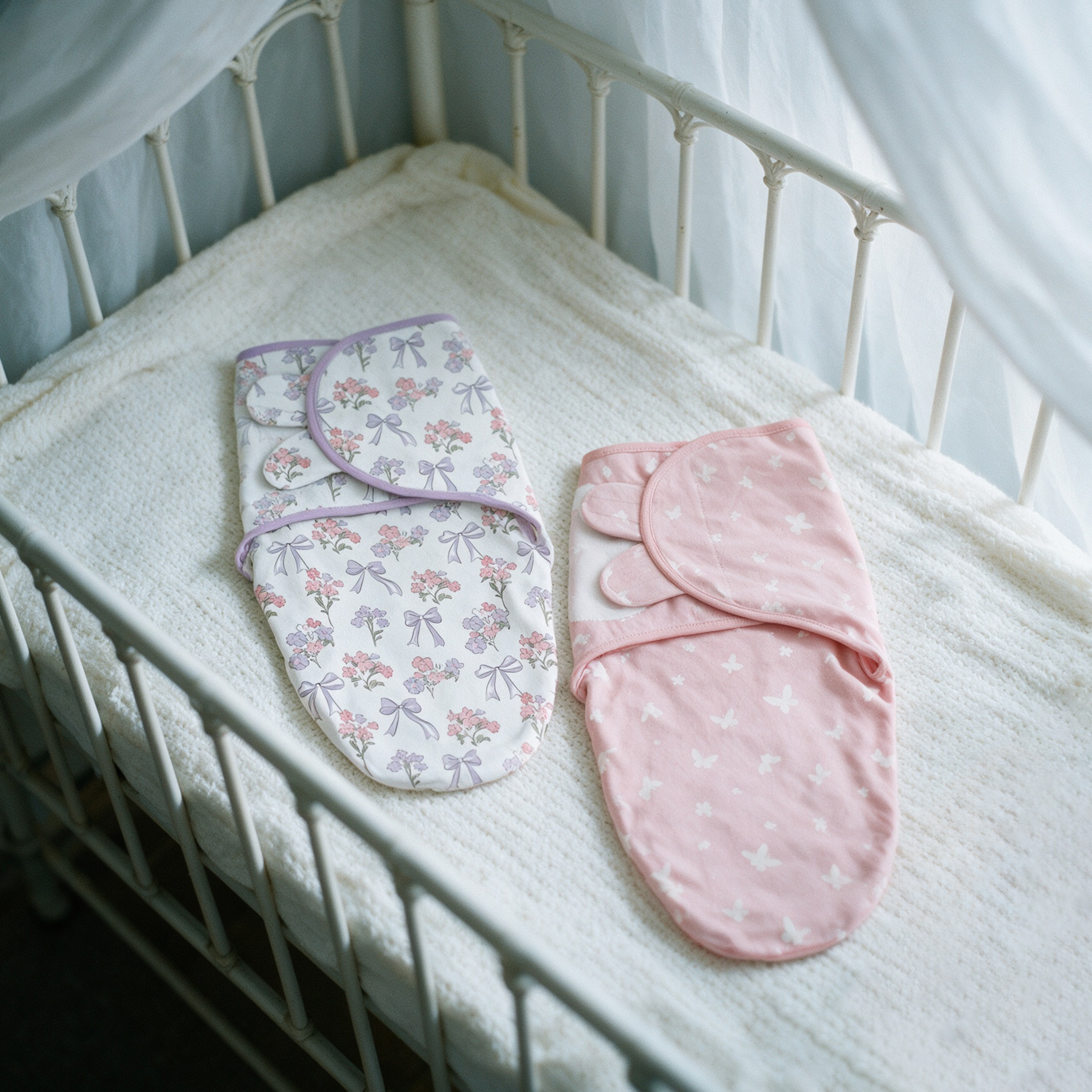 Lilac Bow & Butterfly | Baby Swaddle 2-Pack | 0-3 Months