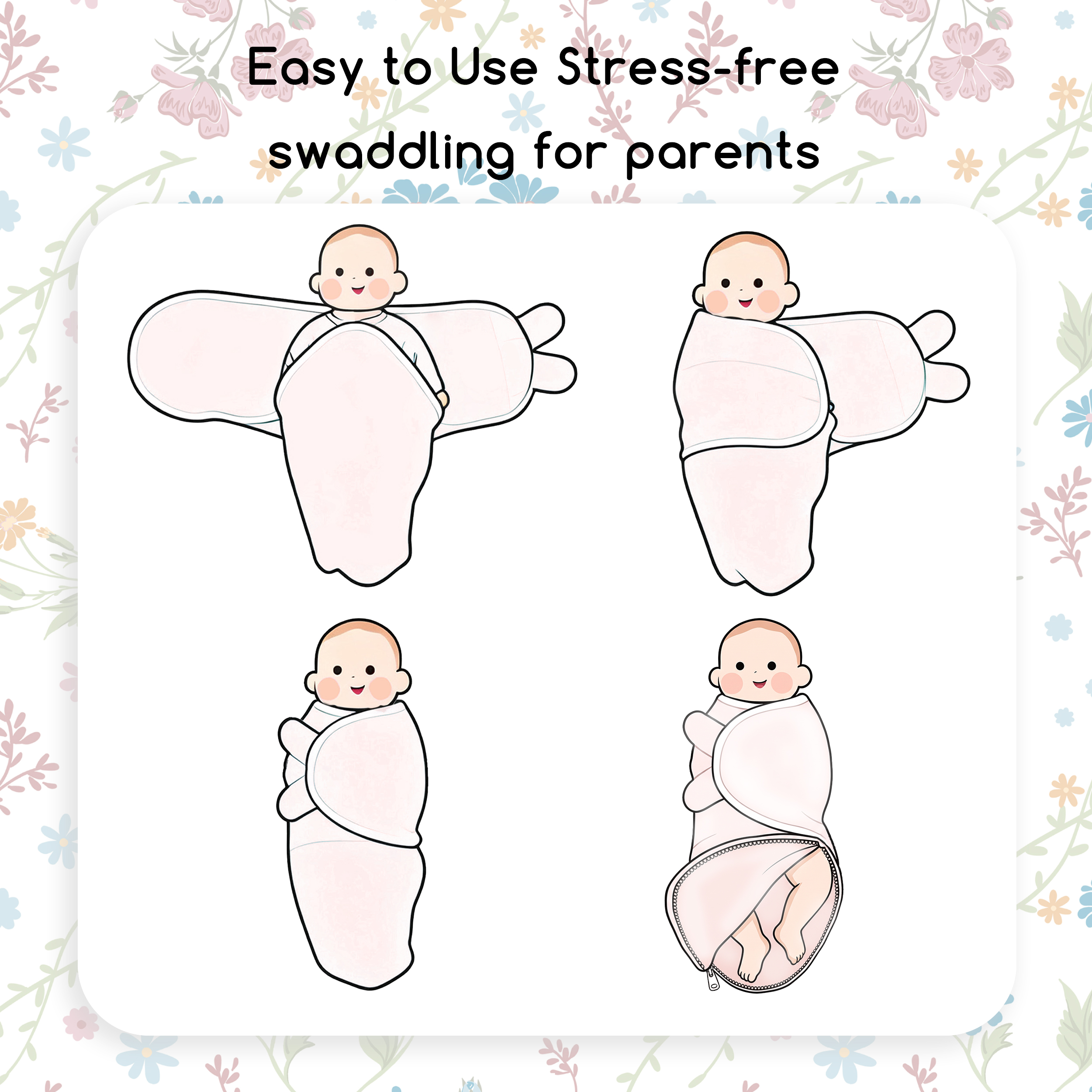 Pink Azure | Zipper Swaddle Wrap 2 Pack | 0-3 Months
