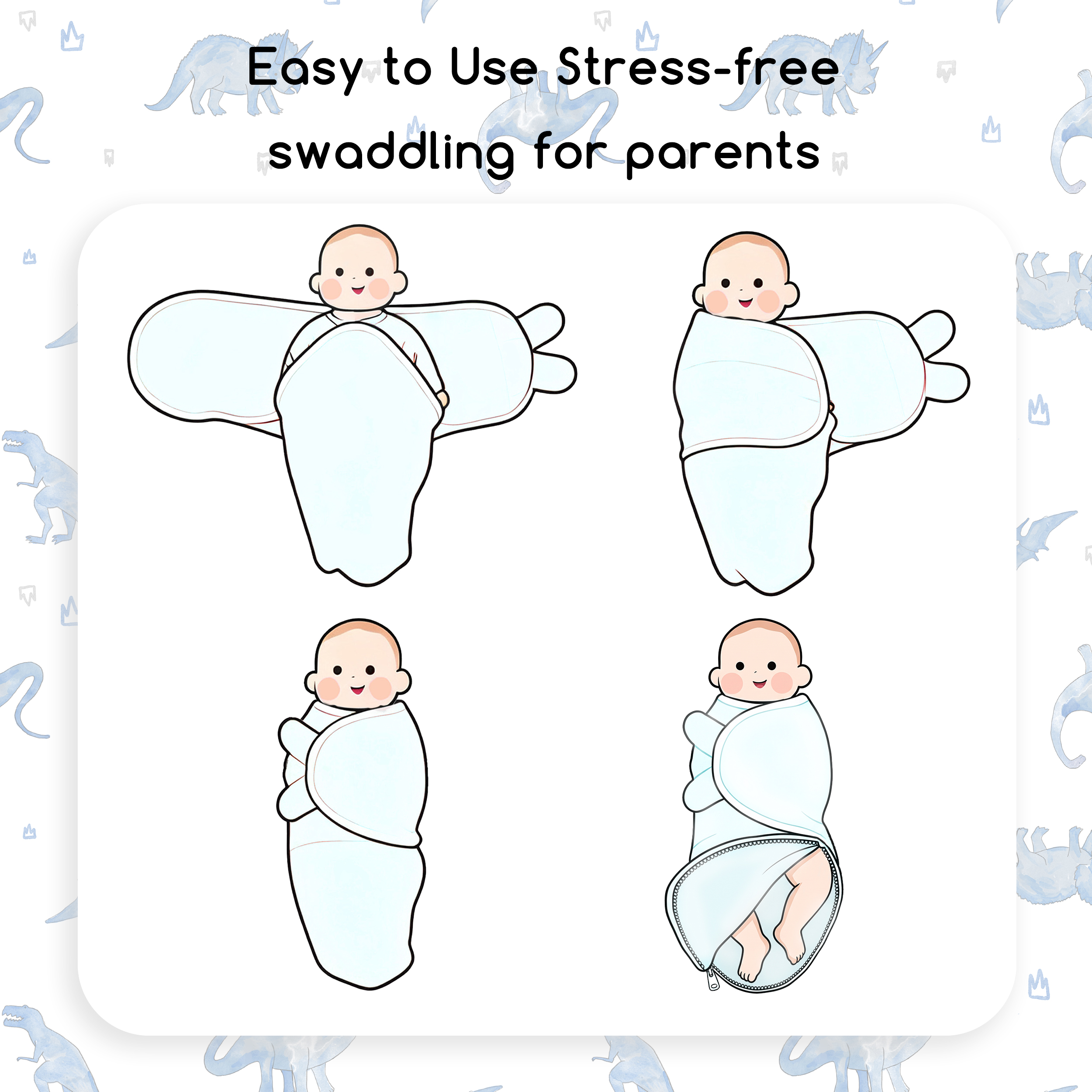 Dinosaur Blues Night | Zipper Swaddle Wrap 2 Pack | 0-3 Months