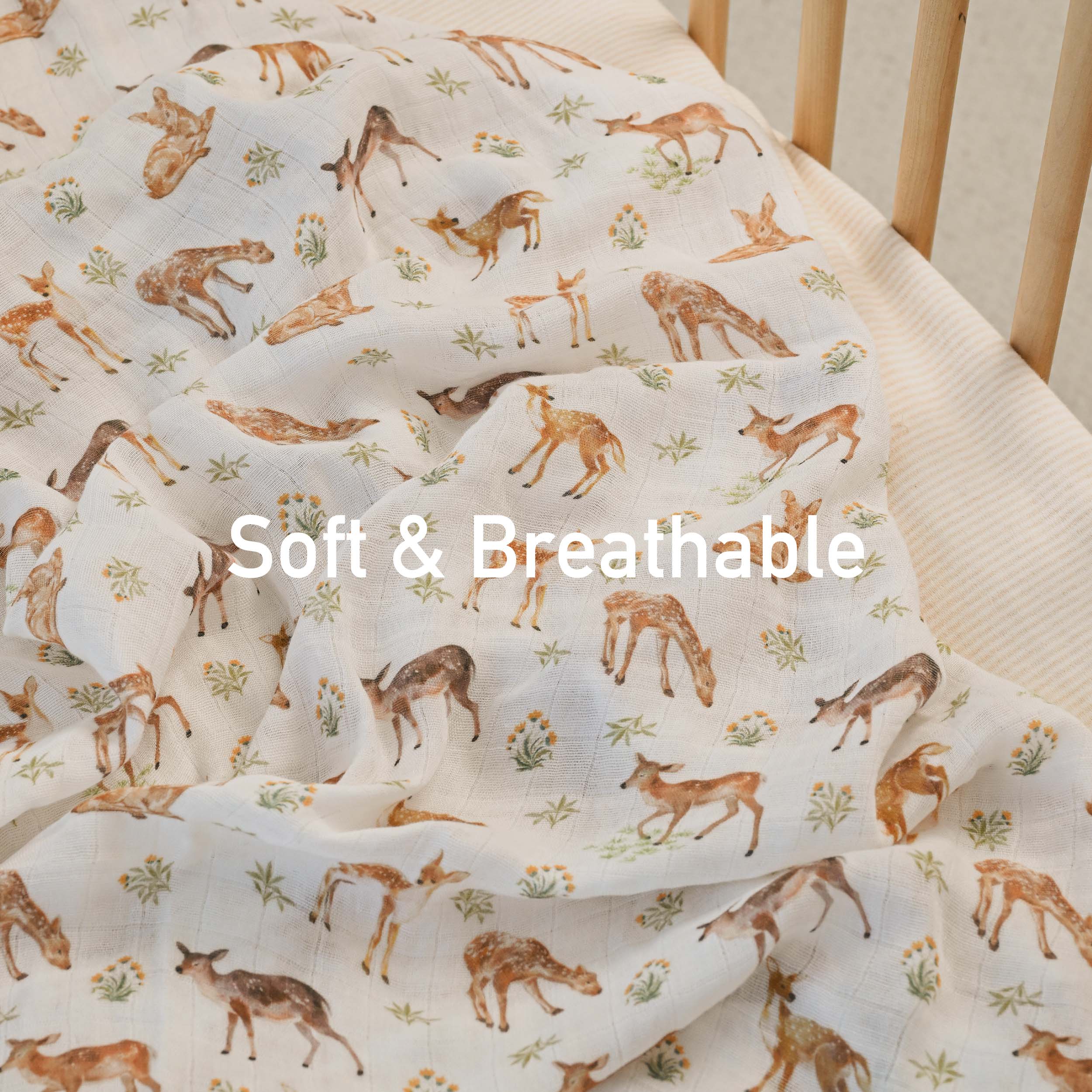 Muslin Swaddle Blankets 2-Pack | 35"x40" | Deerling