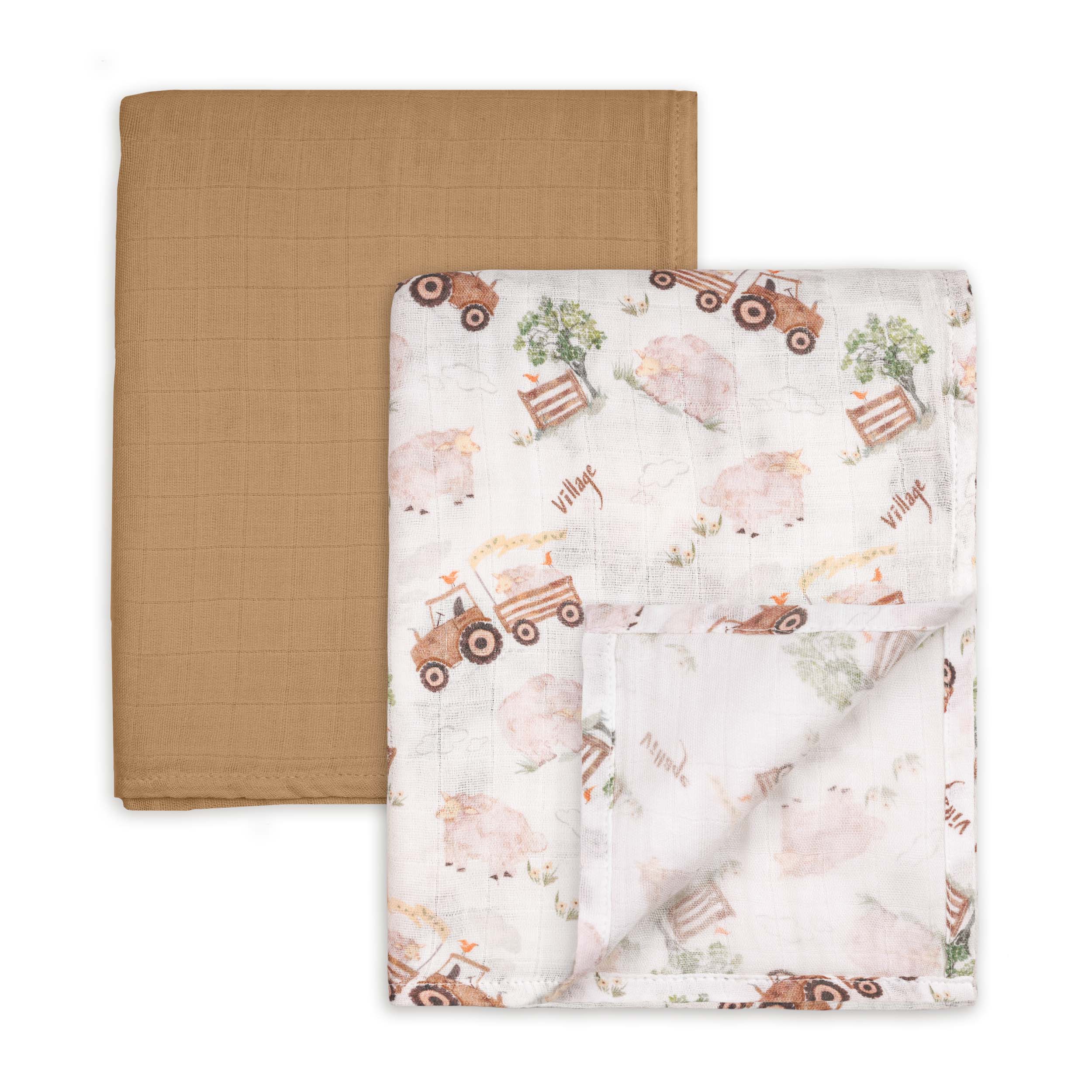 Muslin Swaddle Blankets 2-Pack | 35"x40" | Barn Prelude