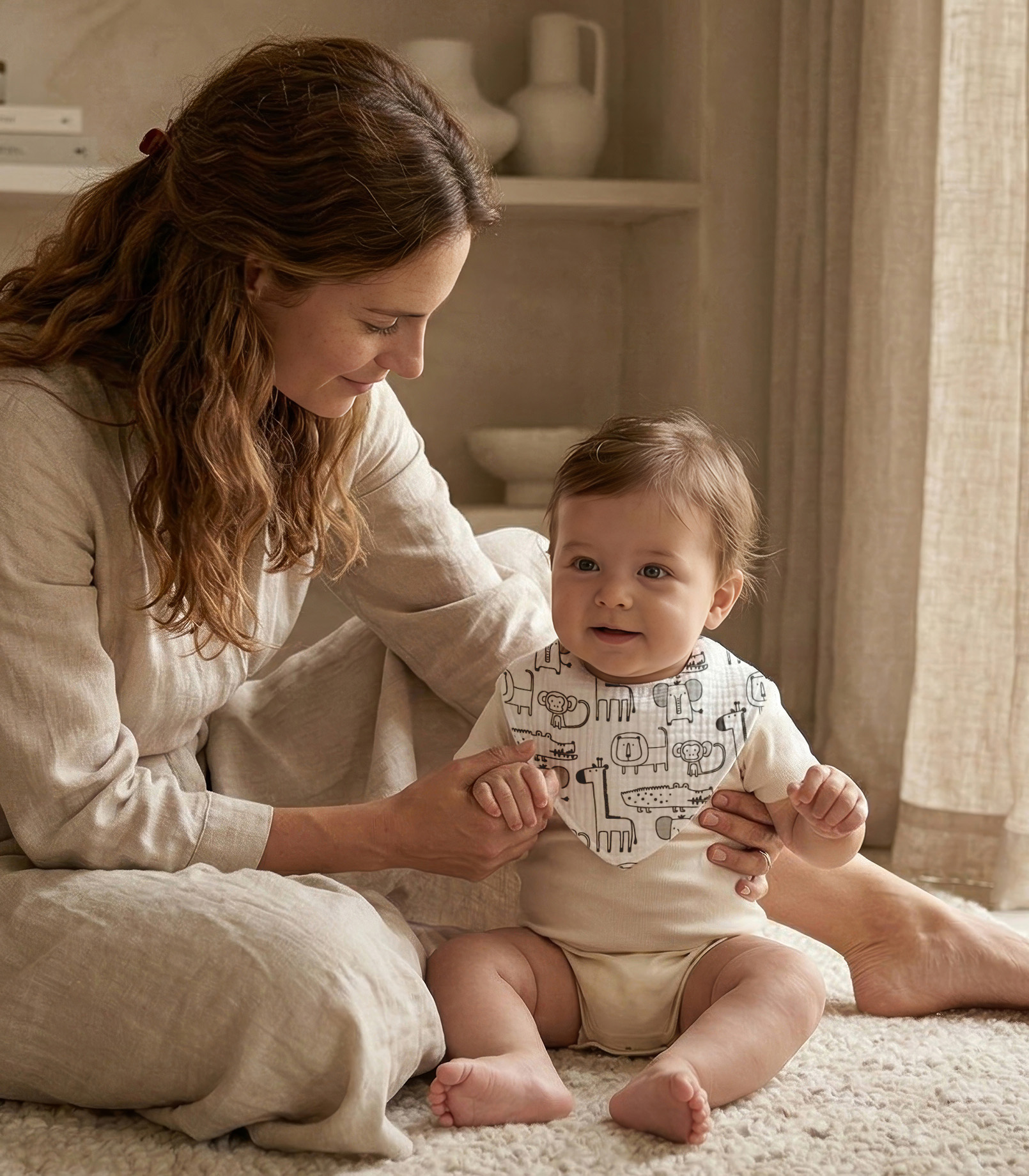 Grey Safari | Soft & Absorbent Muslin Bandana Bibs 8 Pack