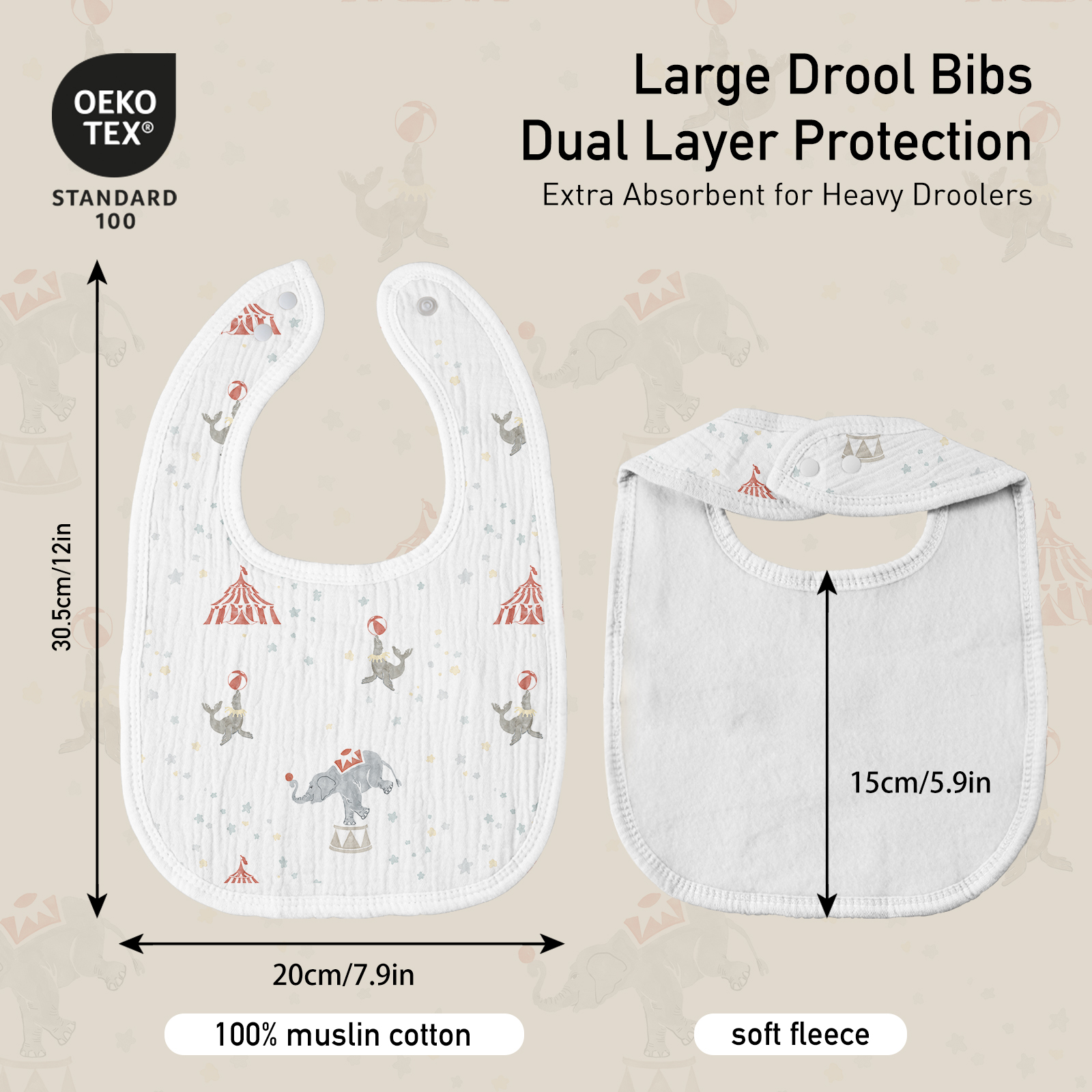 Circus | baby muslin bibs 8 pack | 0-36 months