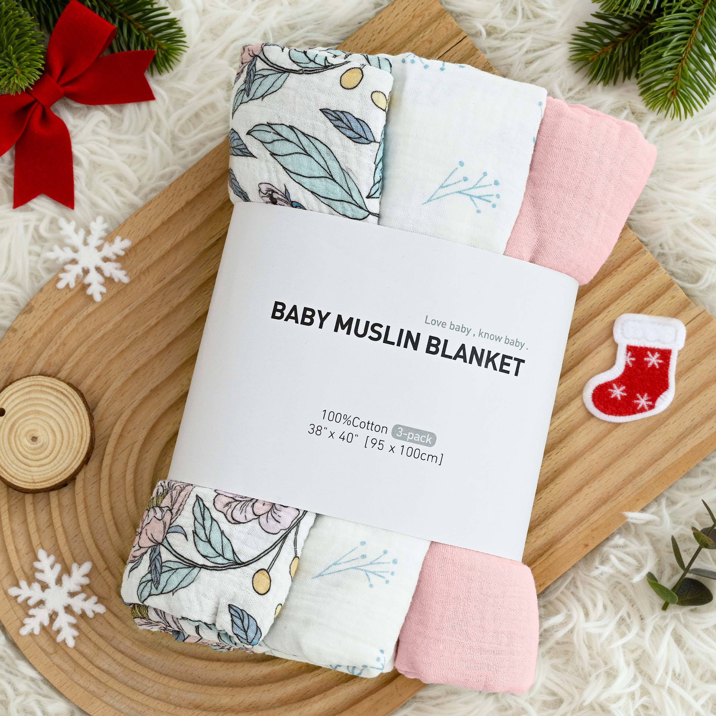 Muslin Swaddle Blankets 3-Pack | 38"x40" | Floral Fantasy