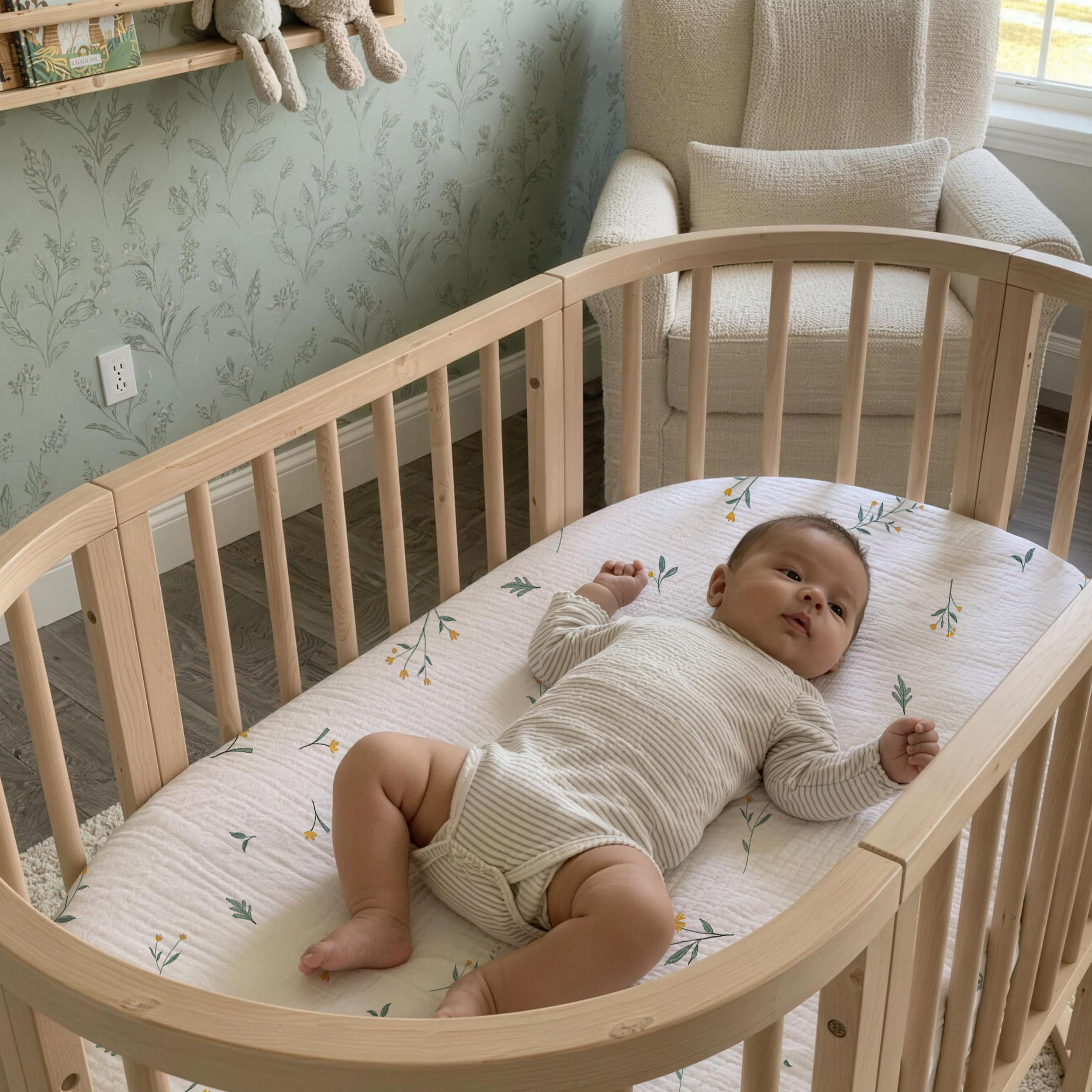 Leafy Green  | Muslin Bassinet Sheet 3-Pack | 33''*20''