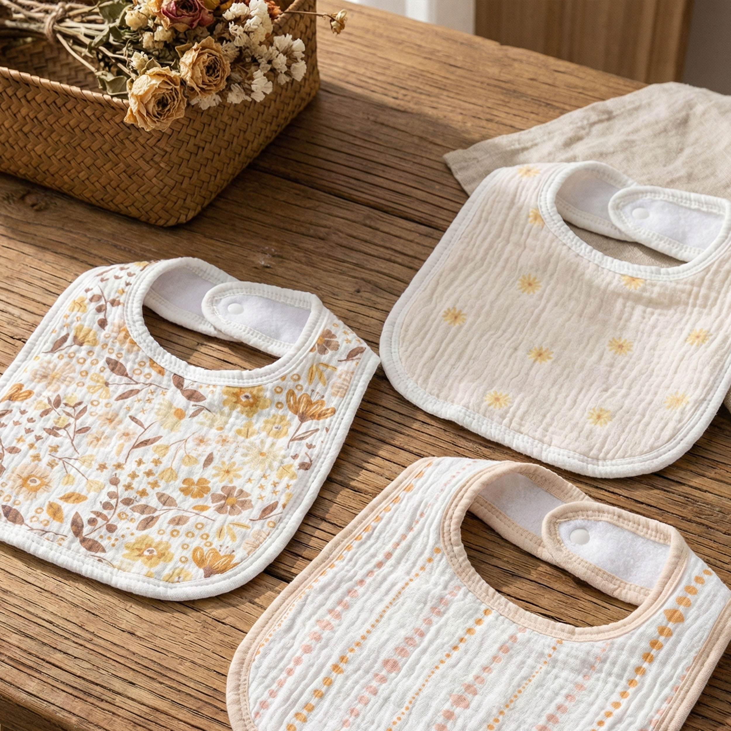 Sunny Bloom Garden | baby muslin bibs 6 pack | 0-36 months