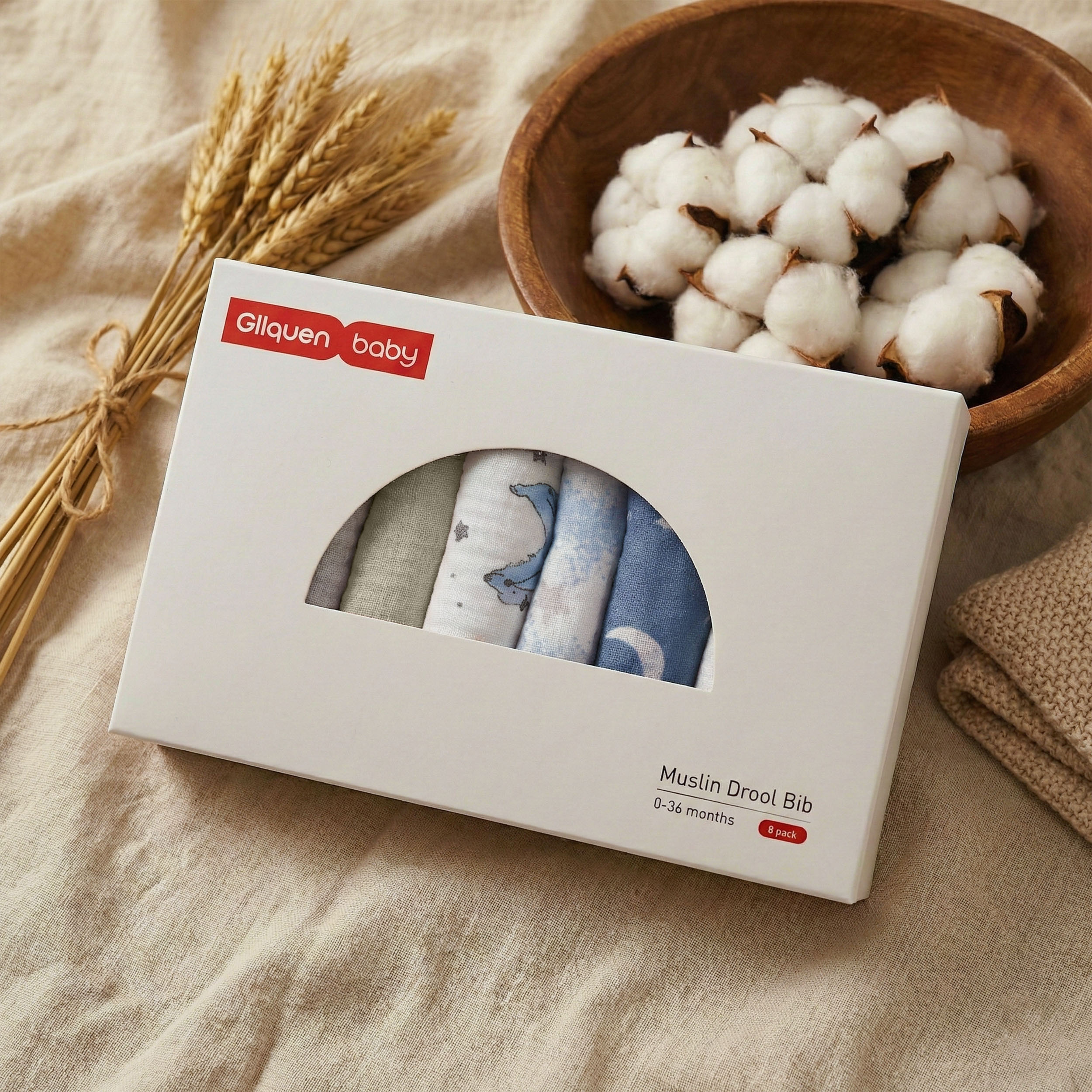 Star | baby muslin bibs 8 pack | 0-36 months