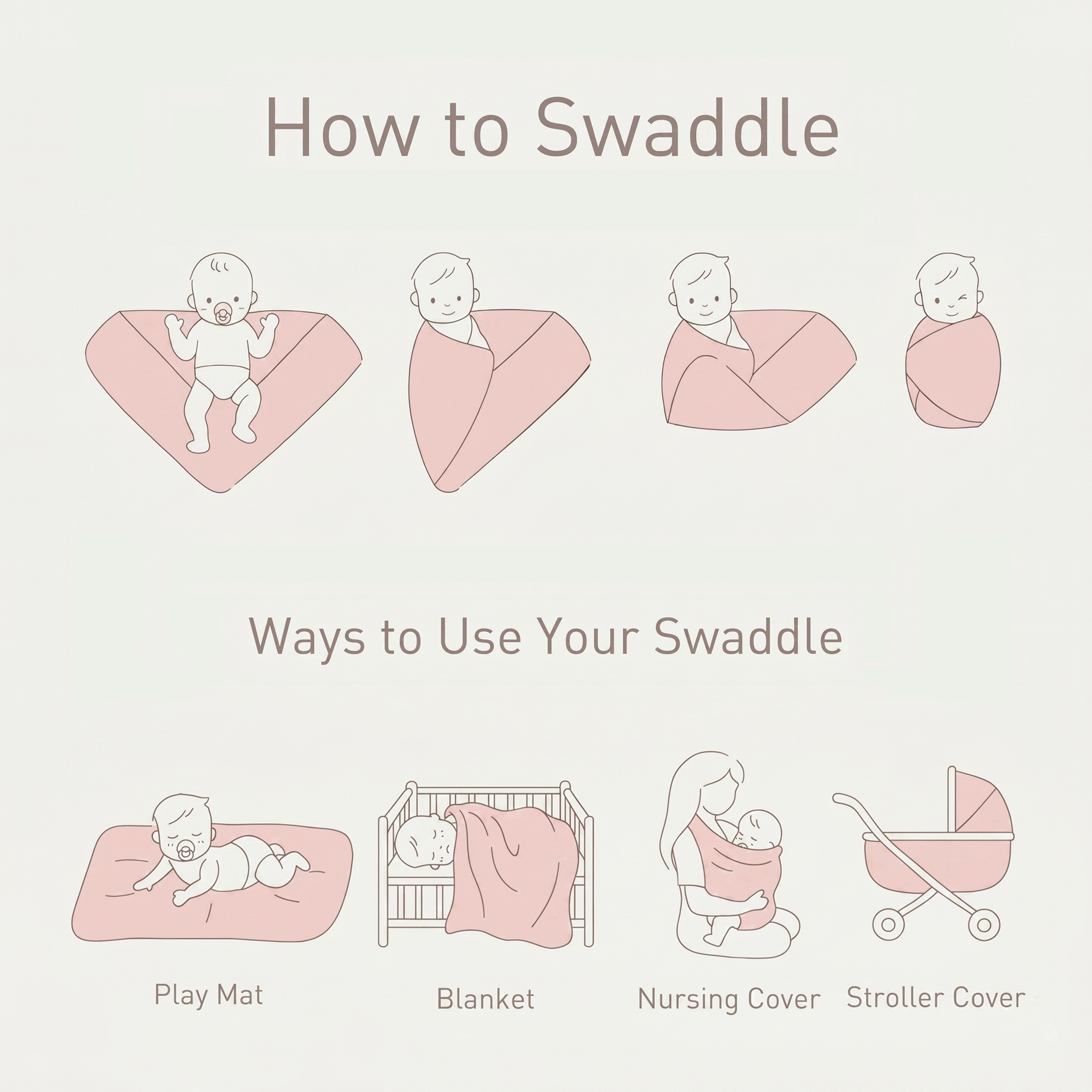 Muslin Swaddle Blankets 3-Pack | 38"x40" | Pink Sweet Sprout