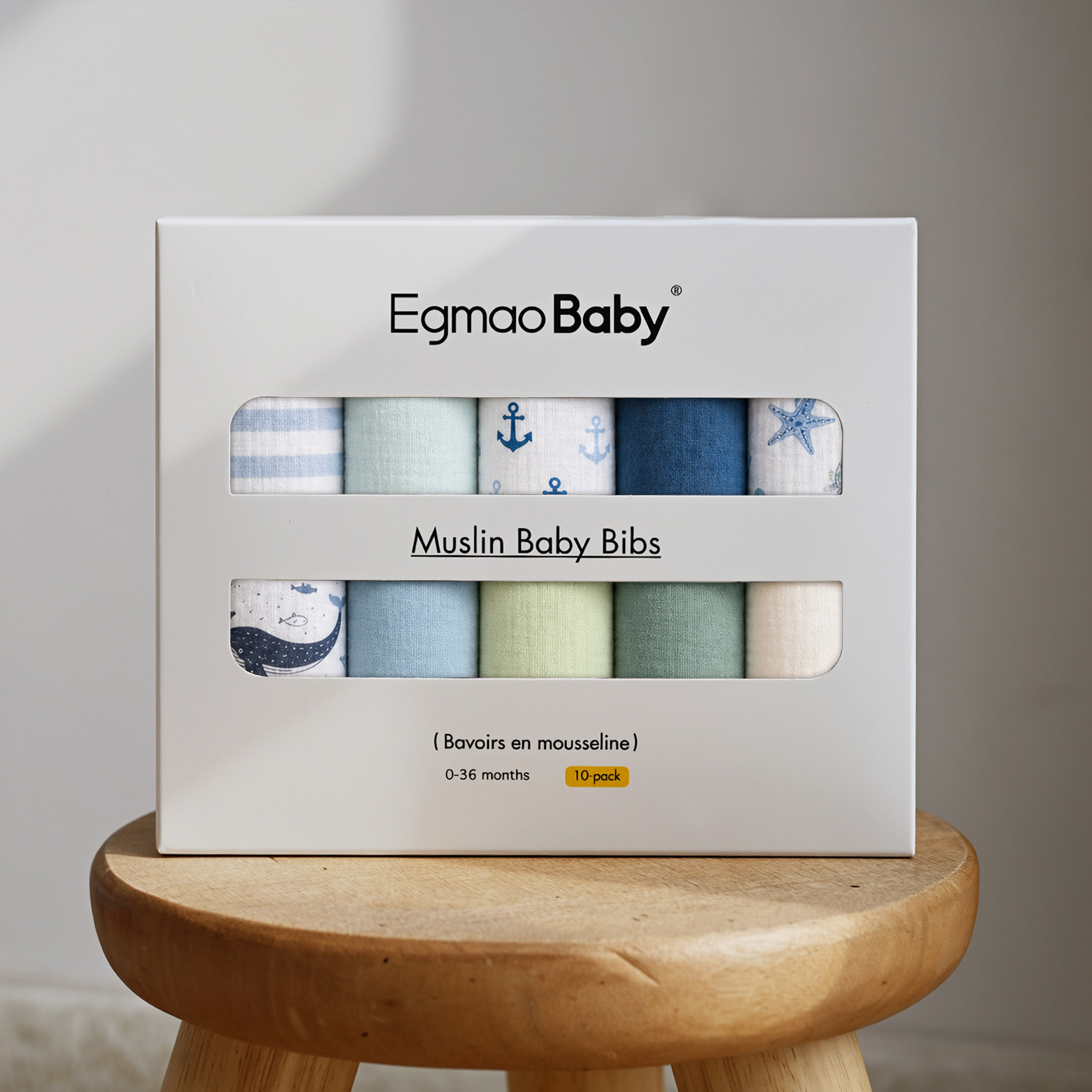 Ocean Breeze Sail | Soft & Absorbent Muslin Bandana Bibs 10 Pack