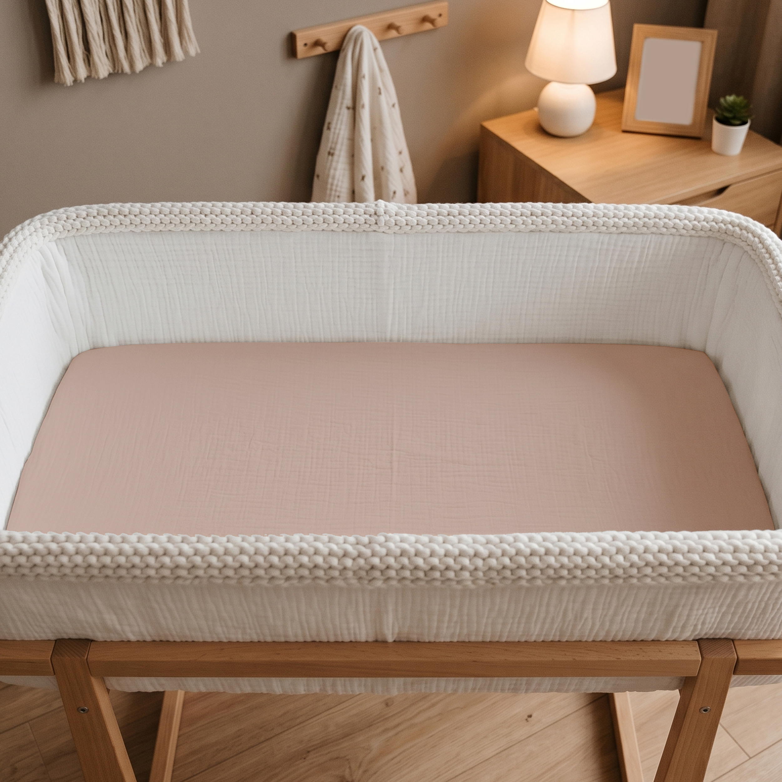 Elegant Rose Oat | Muslin Bassinet Sheet 2-Pack | 33''*20''