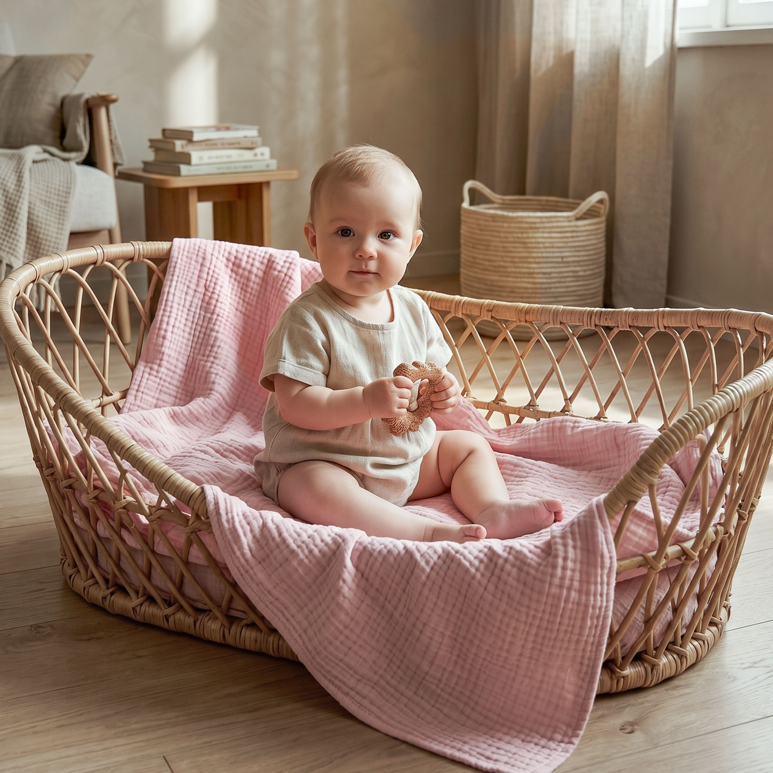 Muslin Swaddle Blankets 3-Pack | 38"x40" | Pink Flamingo Palm