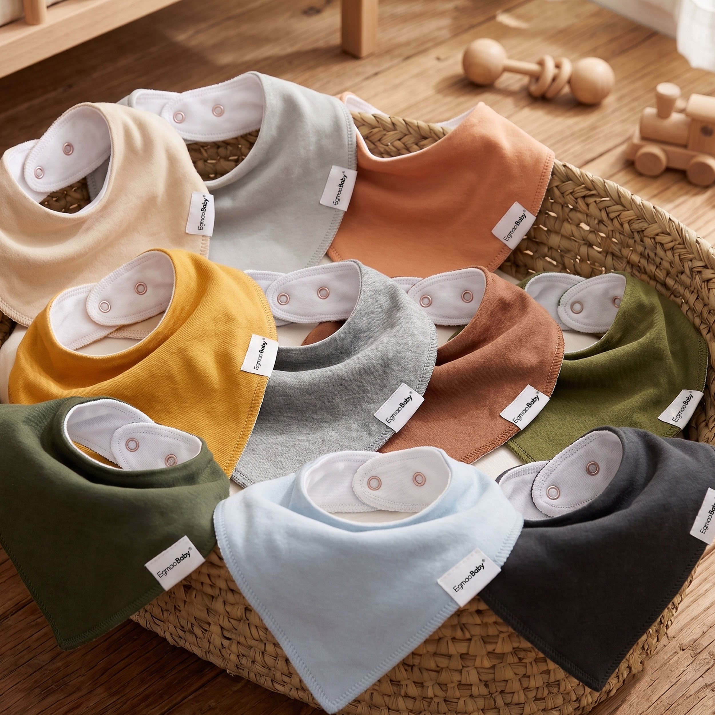 Super Absorbent Bandana Bibs 10 Pack - Soft Earth Palette
