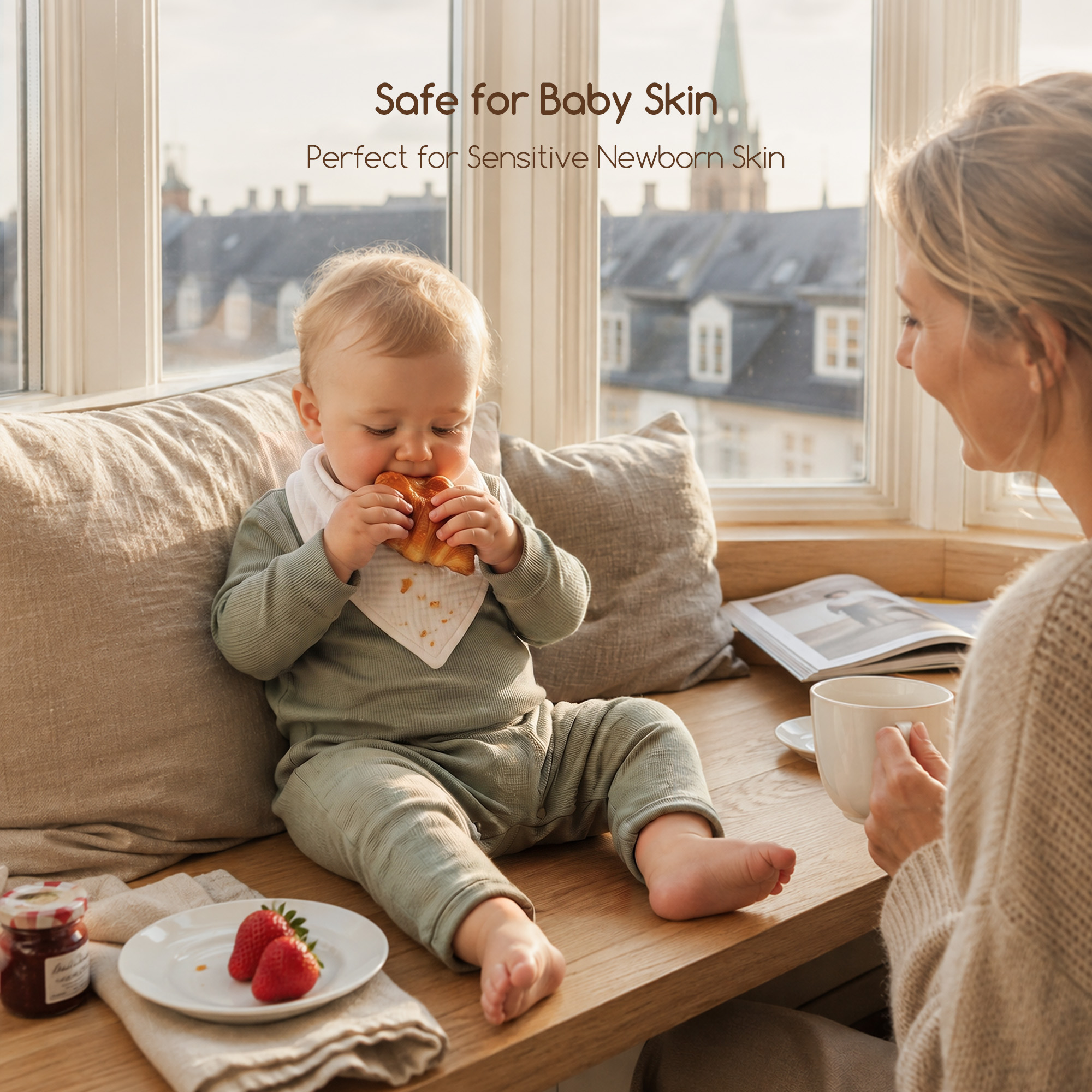 Pure Cream Blank | Soft & Absorbent Muslin Bandana Bibs 8 Pack