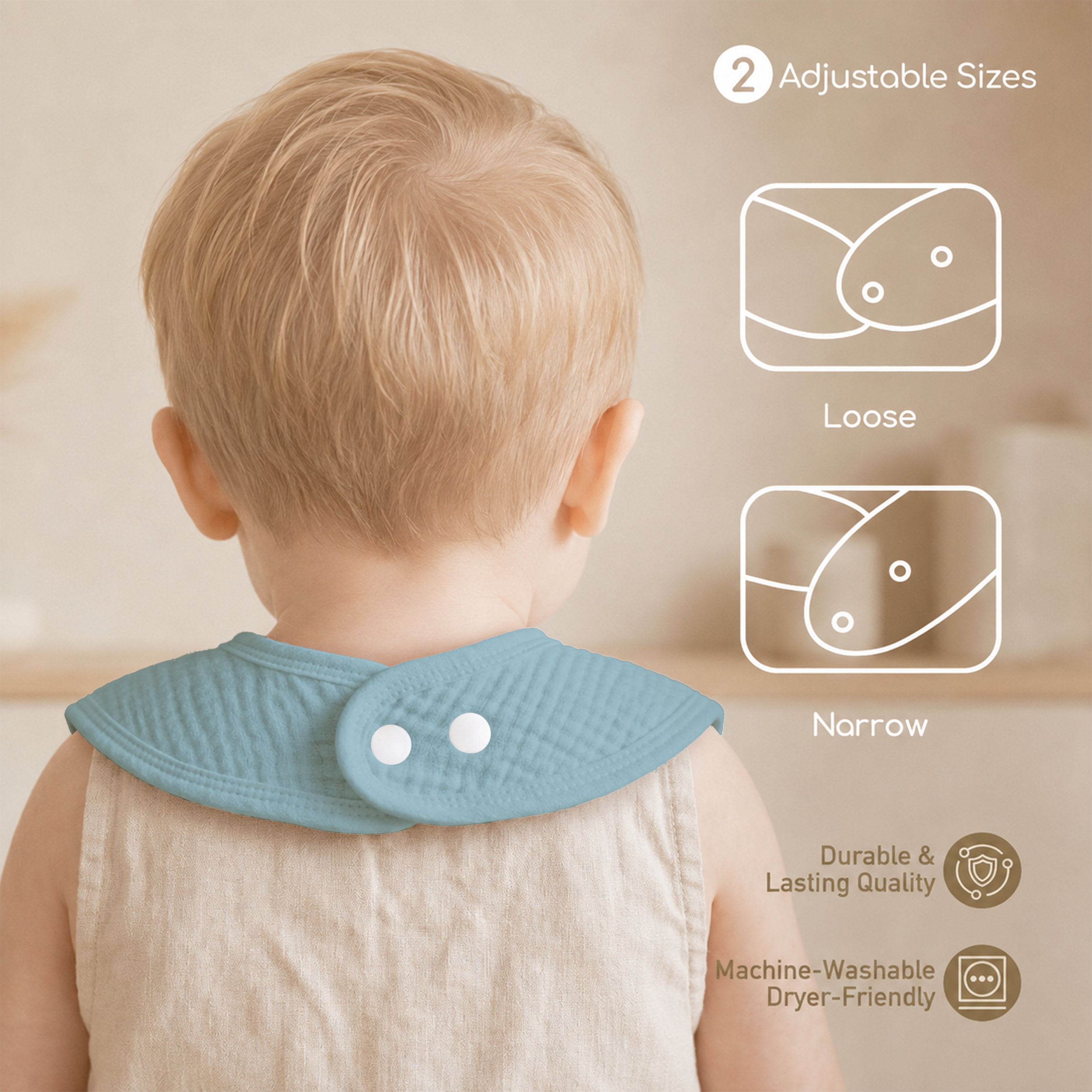 Earthy Sage Solid | baby muslin bibs 8 pack | 0-36 months