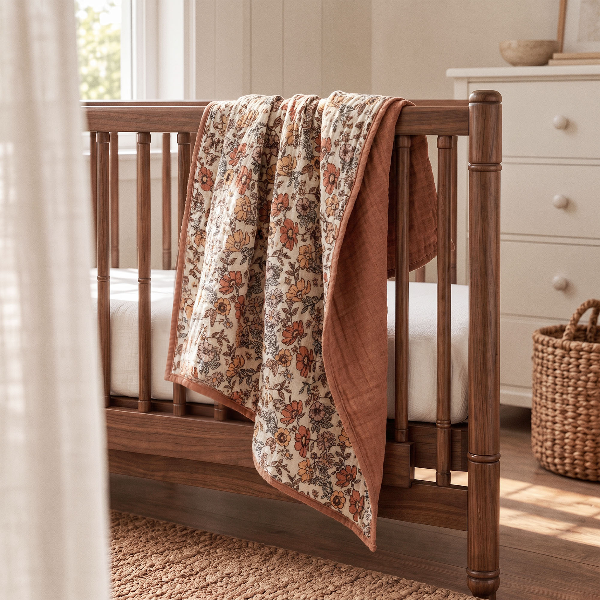 Muslin Swaddle Blankets 1-Pack | 31.5x43.3" | Vintage Floral  Bloom