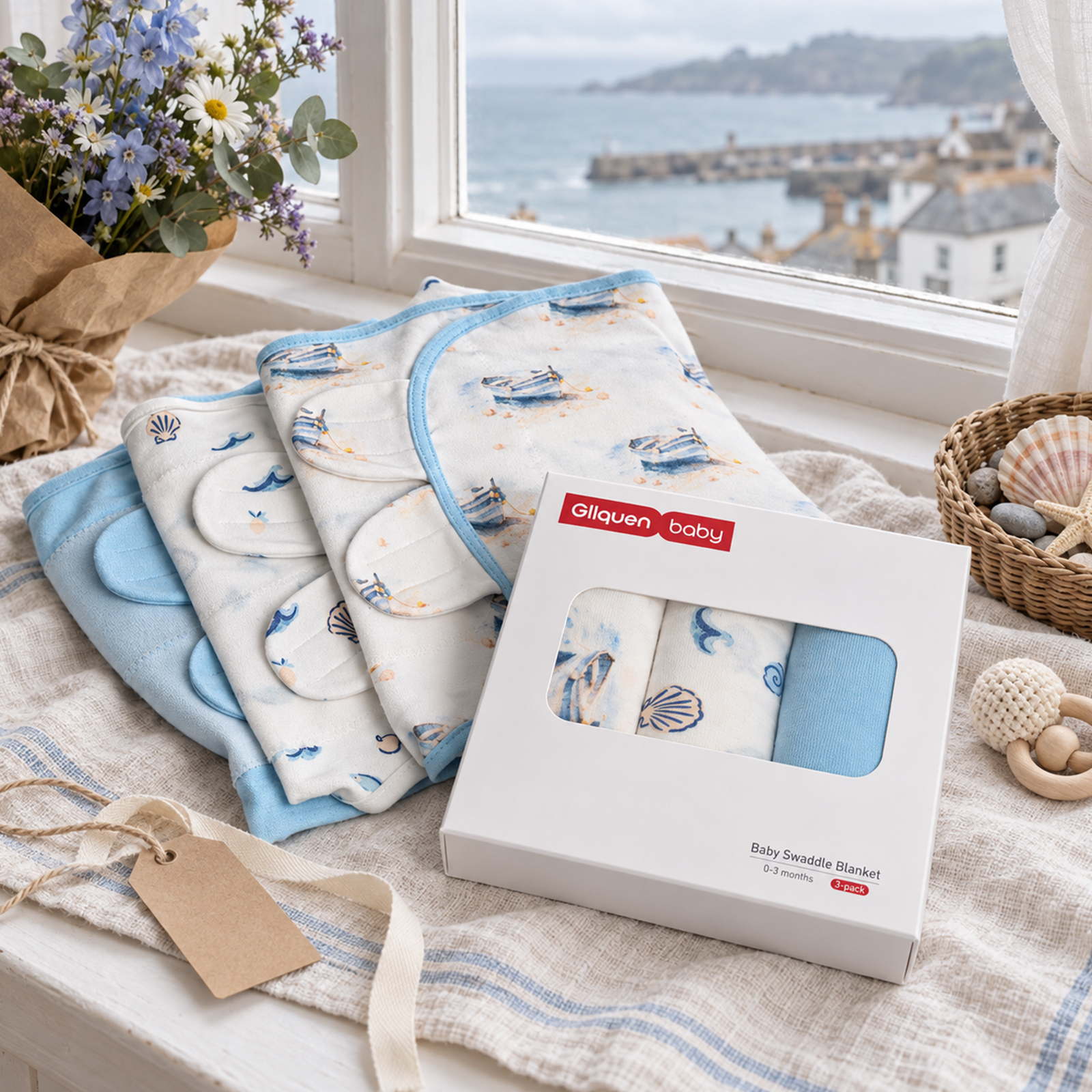 Blue Sail Bay | Baby Swaddle 3 Pack | 0-3 Months
