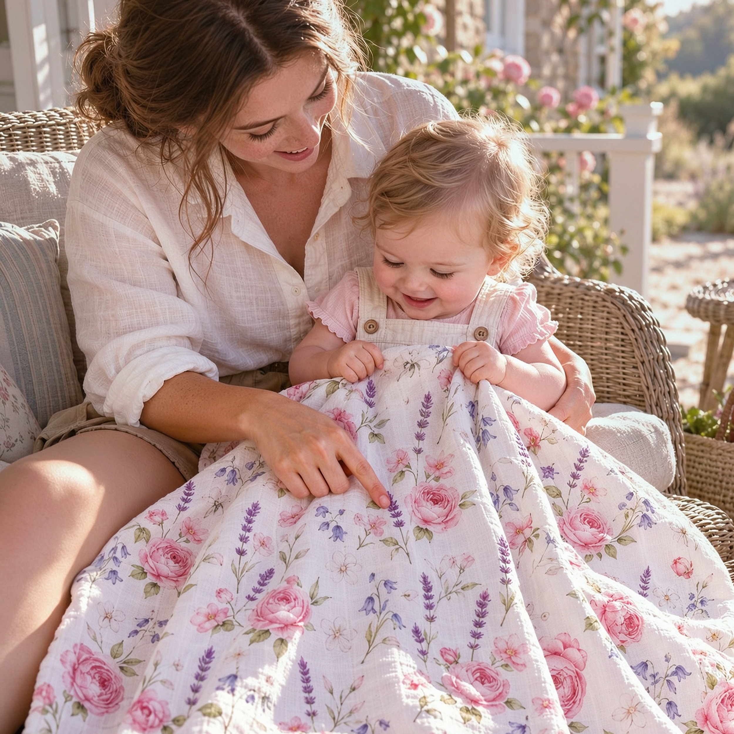 Muslin Swaddle Blankets 4-Pack | 35"x40" | Blush Rose Manor