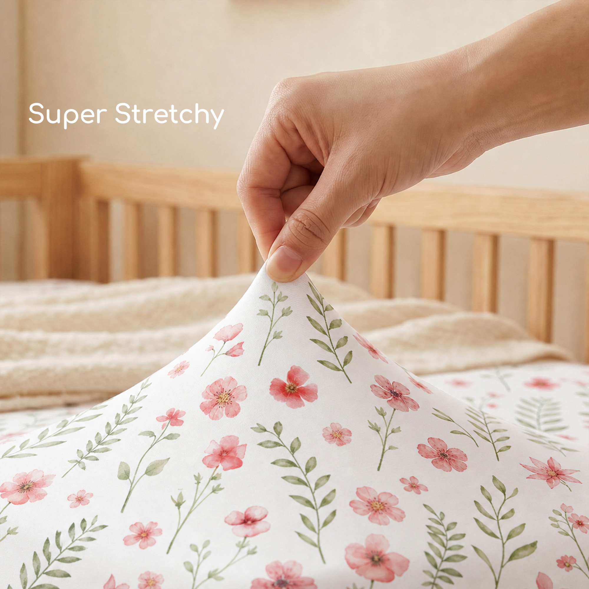 Dainty Blush Meadow | Soft Microfiber Baby Crib Sheets 3 Pack