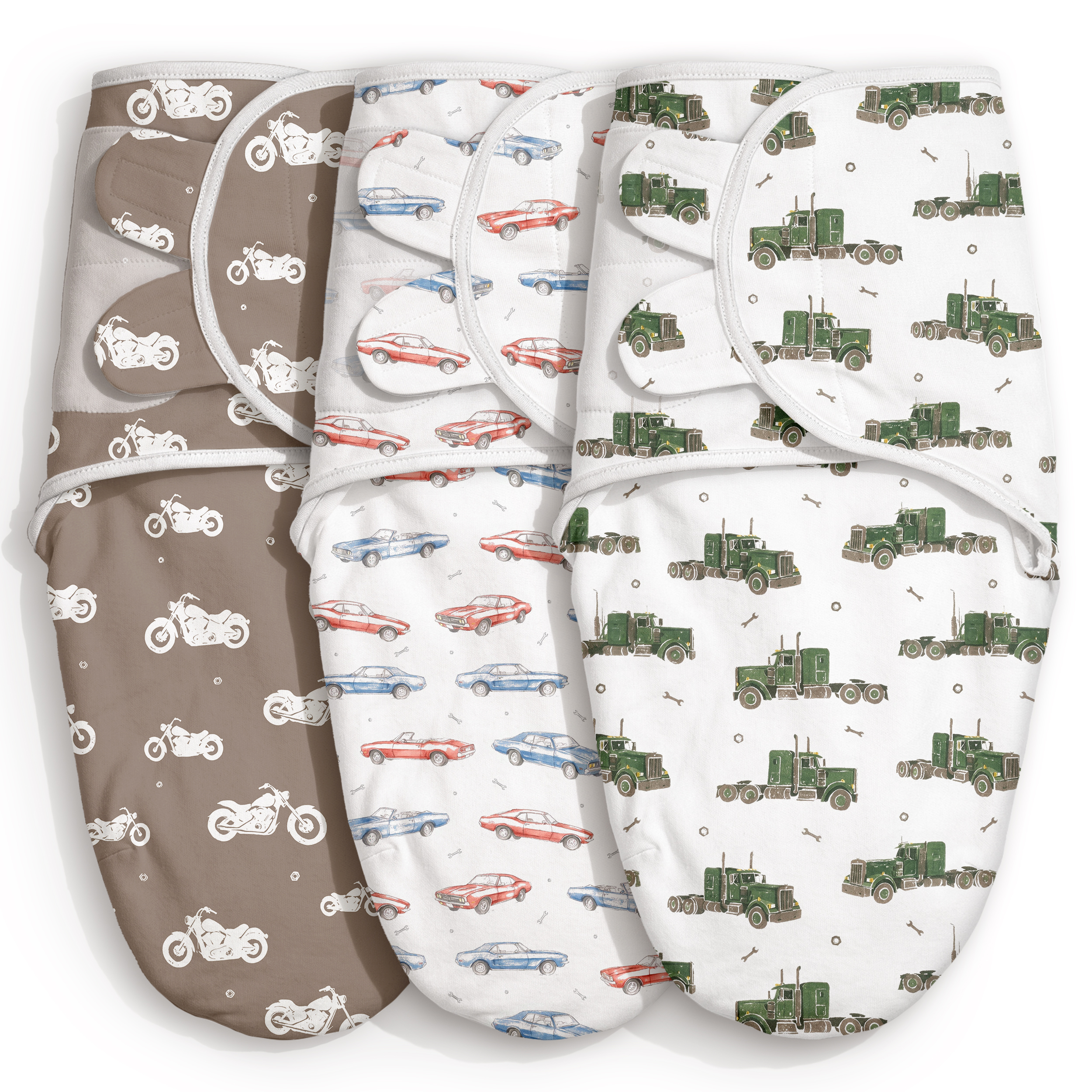 Mocha Truck Garage | Baby Swaddle 3 Pack | 0-3 Months