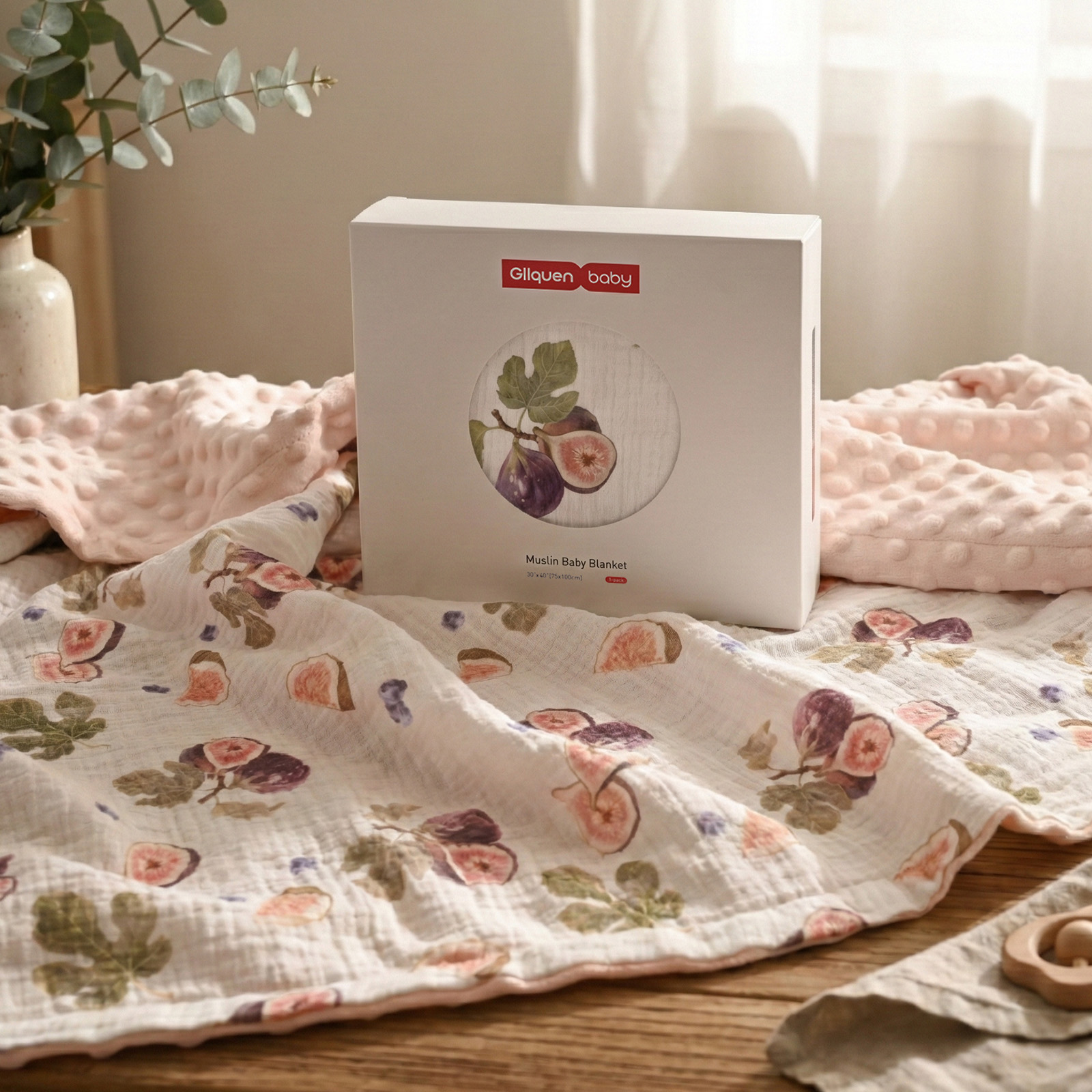 Heart of the Fig | Muslin and Fleece Plush Dot Blanket | 30''*40''