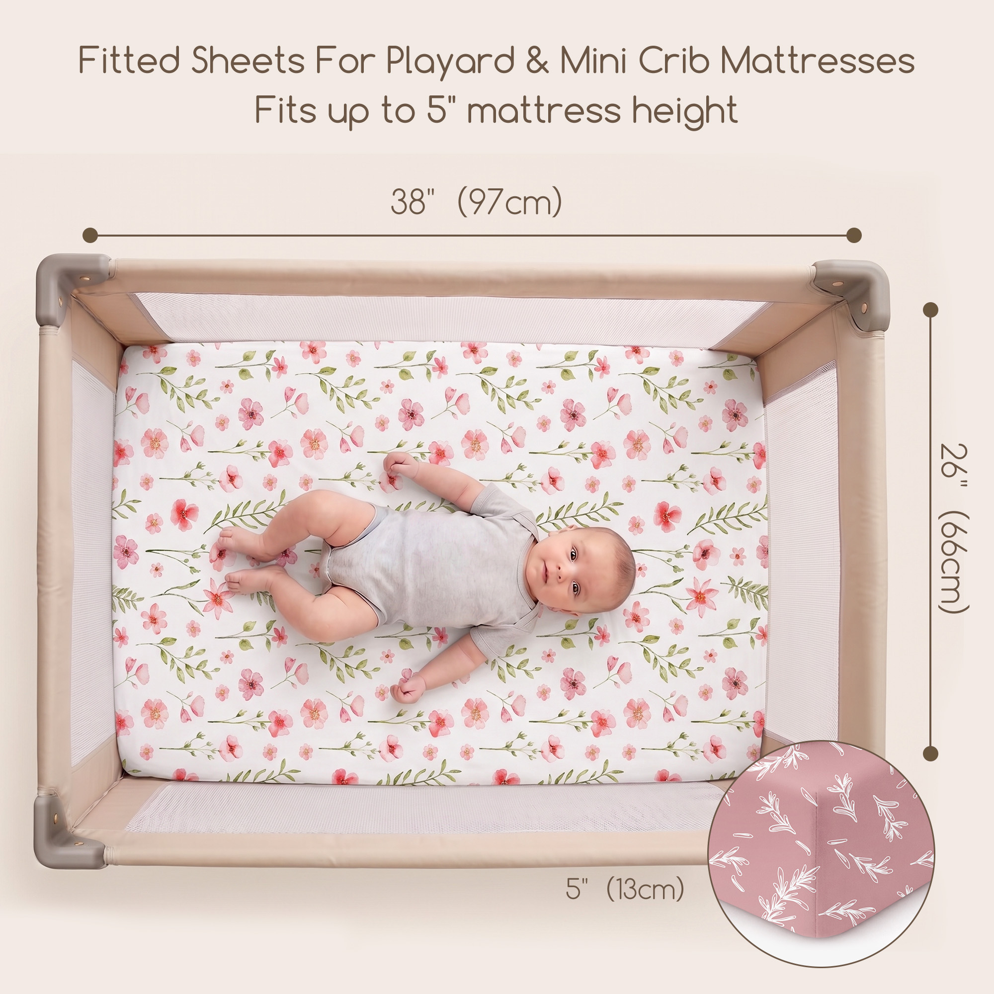 Dainty Blush Meadow | Soft Microfiber Baby Crib Sheets 3 Pack