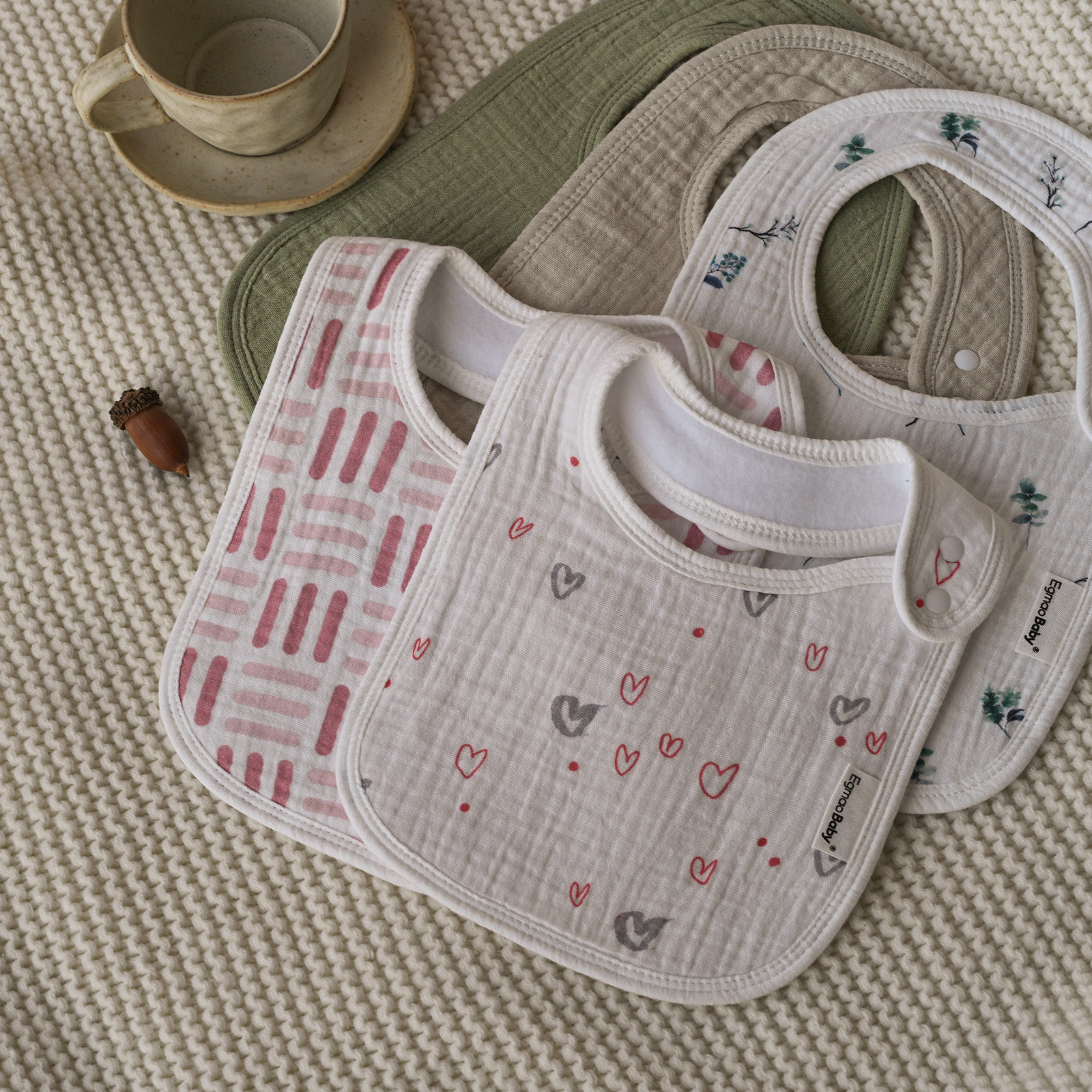 Love | baby muslin bibs 5 pack | 0-36 months