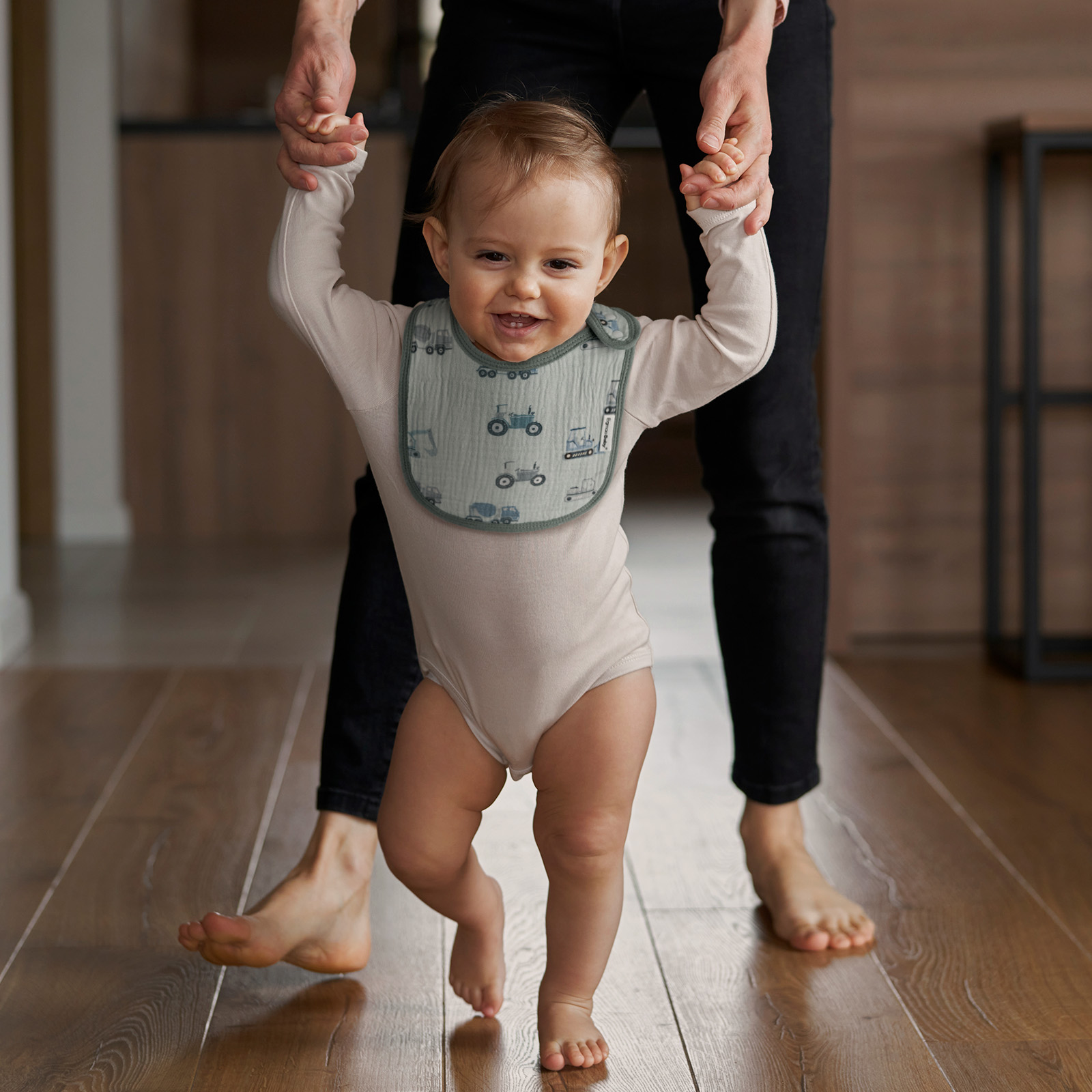 Cruising Elephant | baby muslin bibs 5 pack | 0-36 months