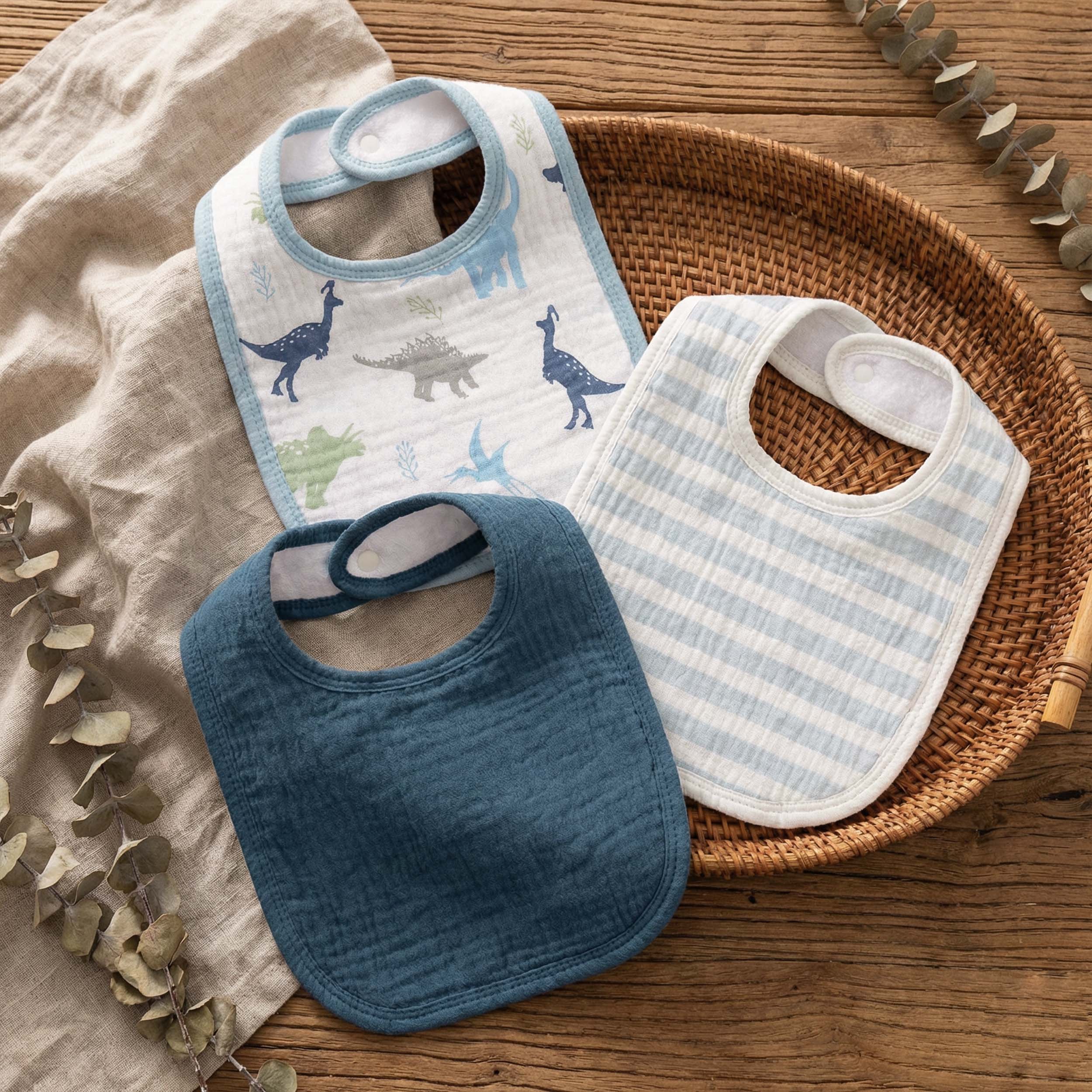 My Dino Pals | baby muslin bibs 6 pack | 0-36 months