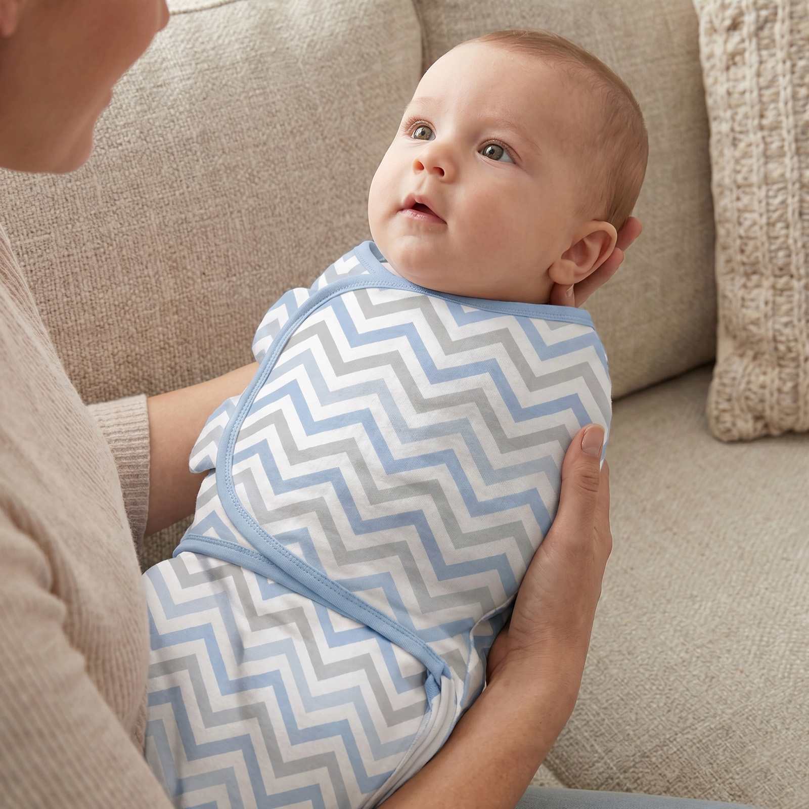 Azure Elephant Ripple | Zipper Swaddle Wrap 3 Pack | 0-3 Months