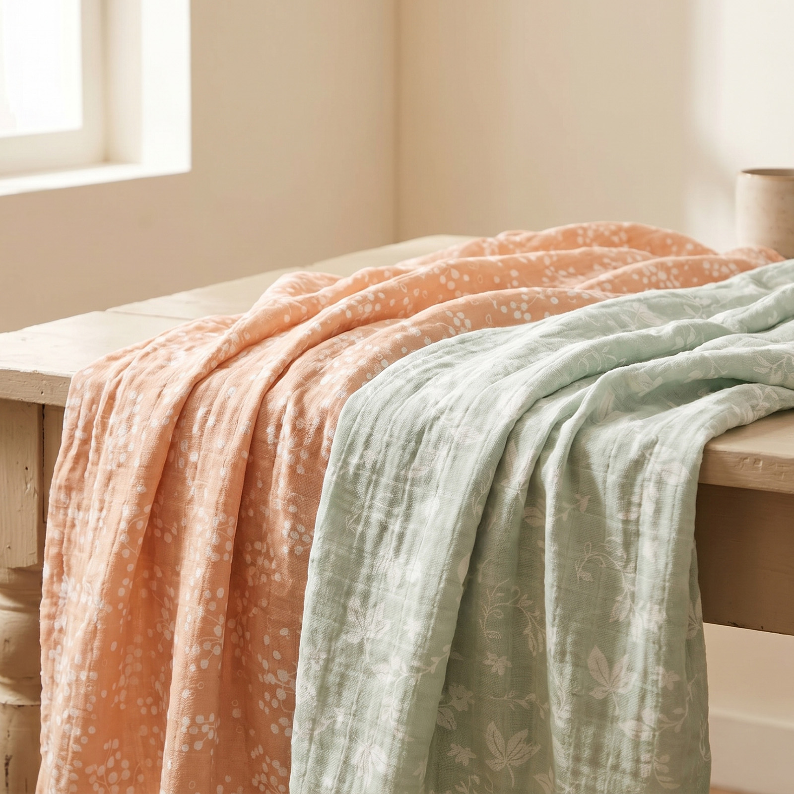 Muslin Swaddle Blankets 4-Pack | 31.5x43.3" | Vintage Bunny Botanicals