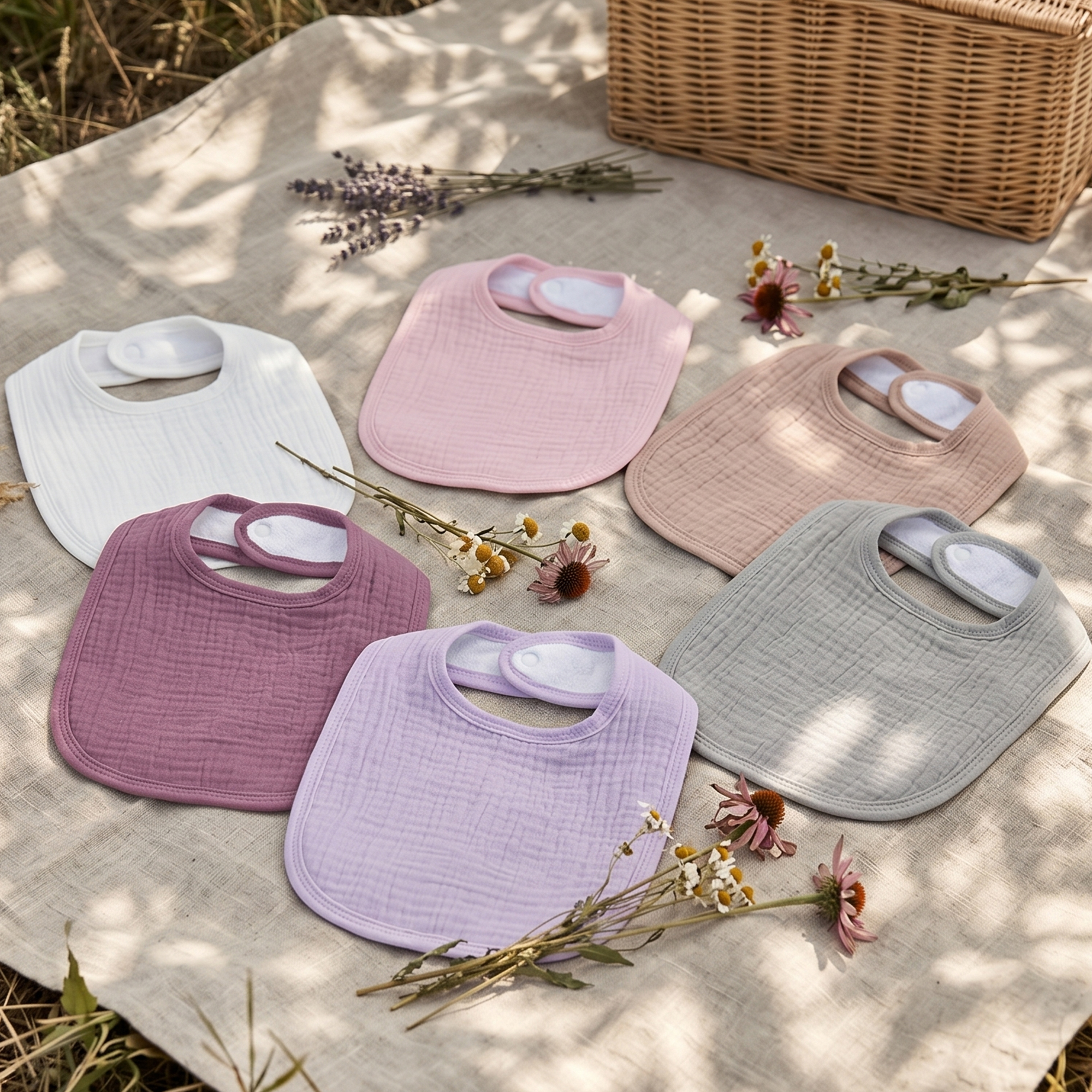 Misty Plum Palette | Baby Muslin Bibs 6 Pack | 0-36 Months