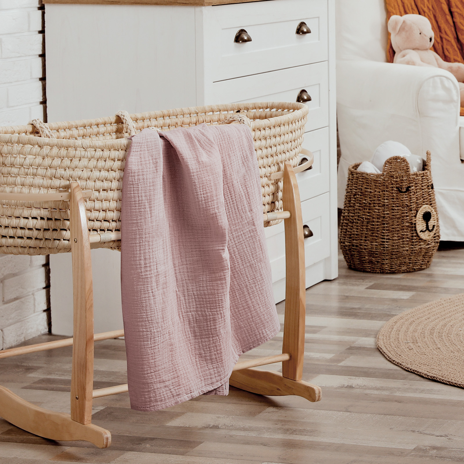 Muslin Swaddle Blankets 2-Pack, 38"x40" - Peach