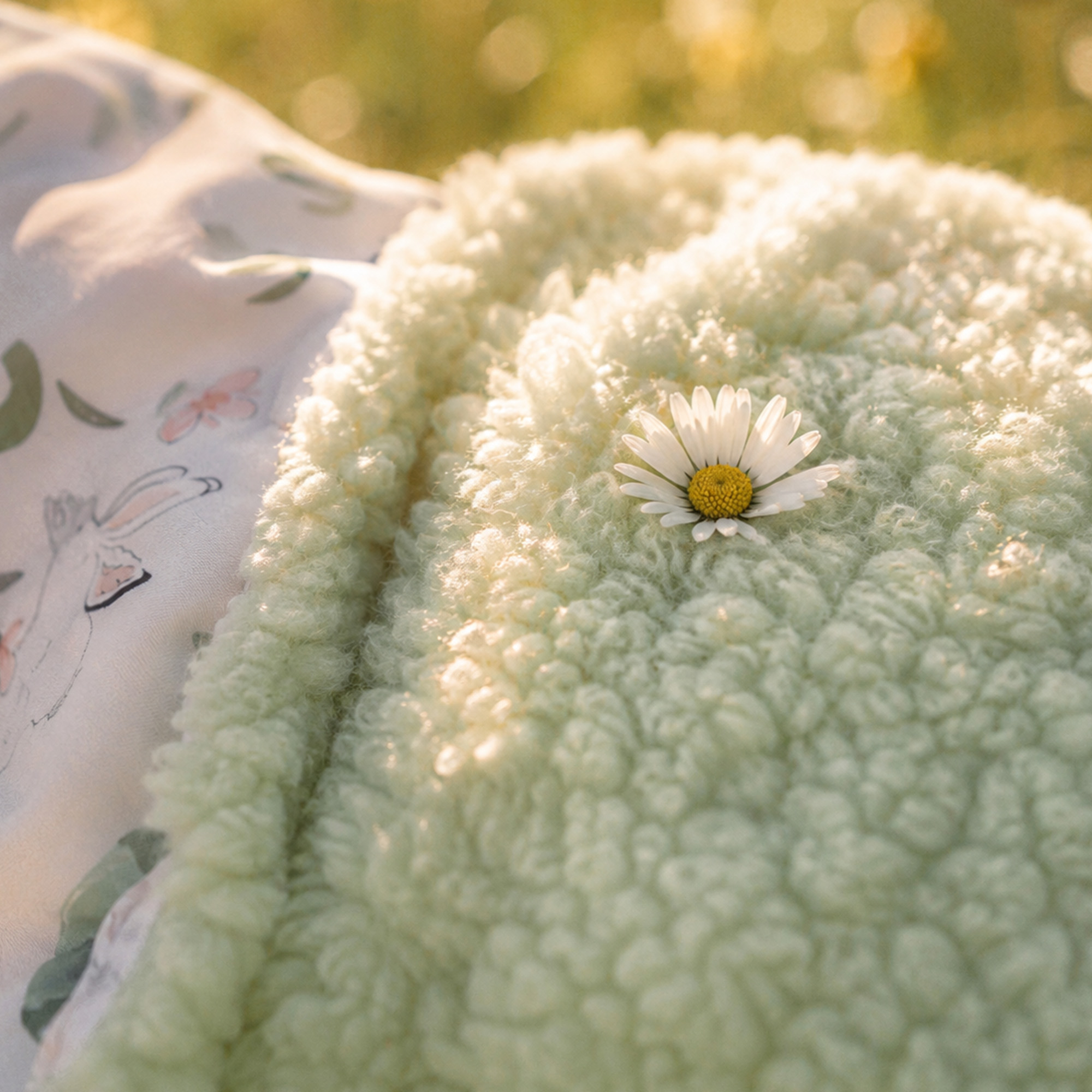 Sage Bunny Bloom | plush baby blanket | 30''*36''